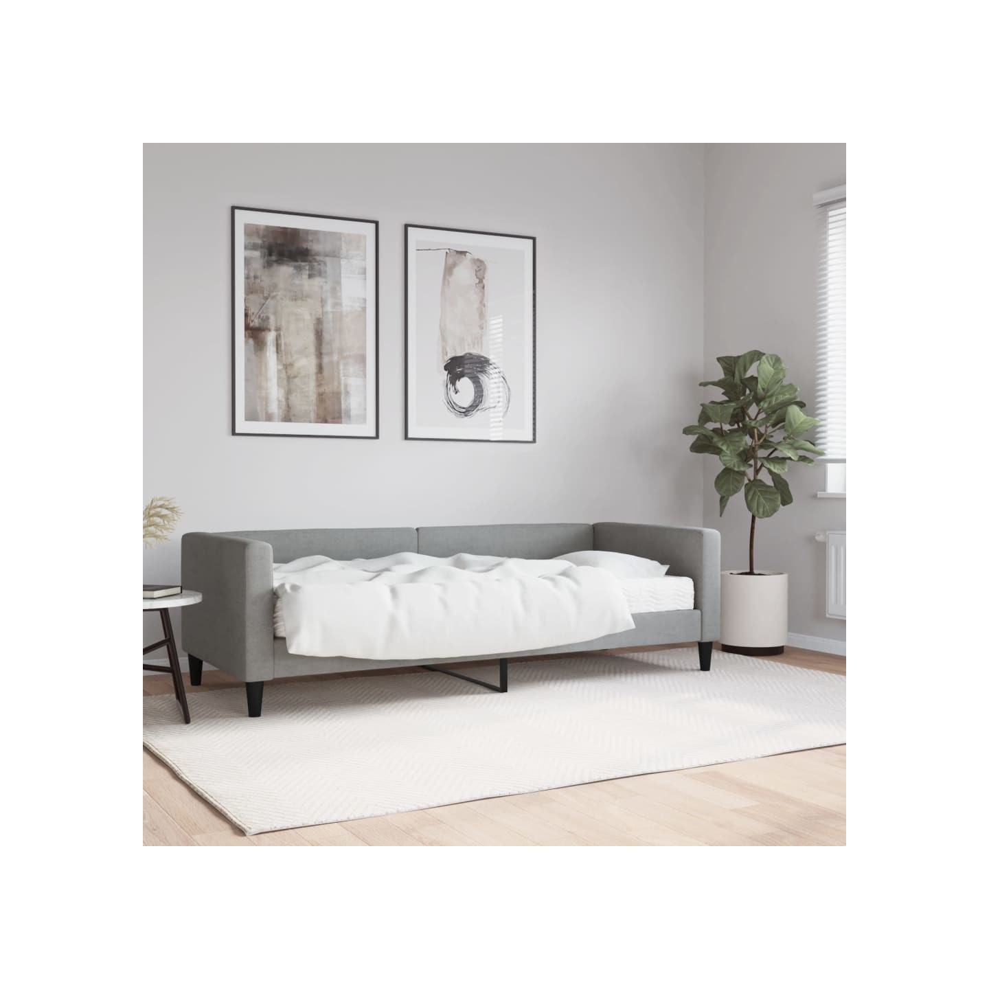 Lit de jour avec matelas gris clair 80x200 cm tissu