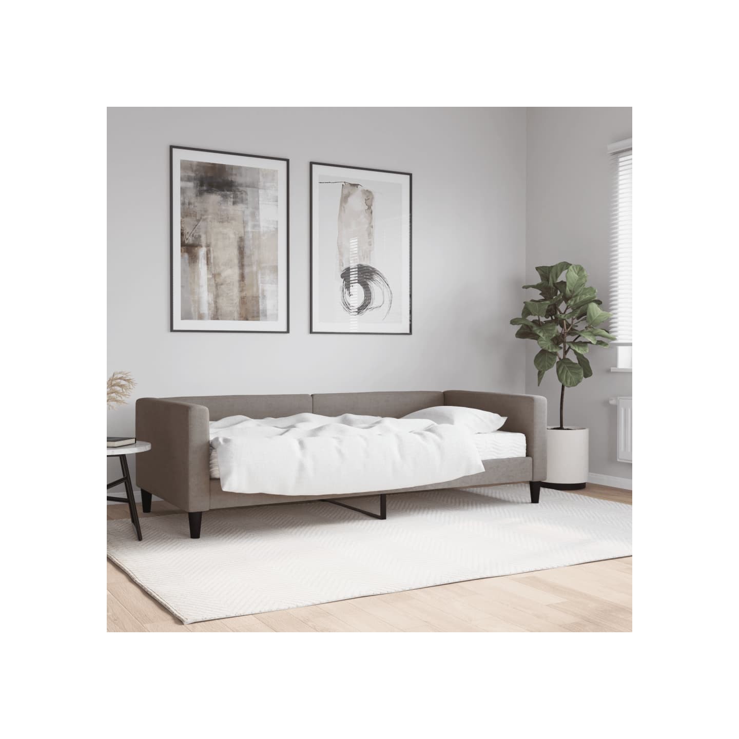 Lit de jour avec matelas taupe 90x200 cm tissu