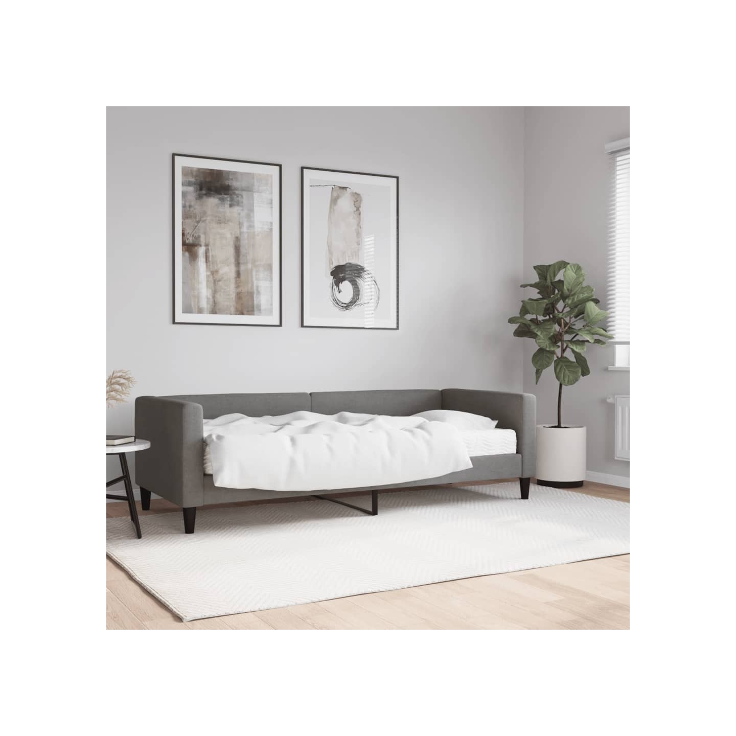 Lit de jour avec matelas gris foncé 80x200 cm tissu