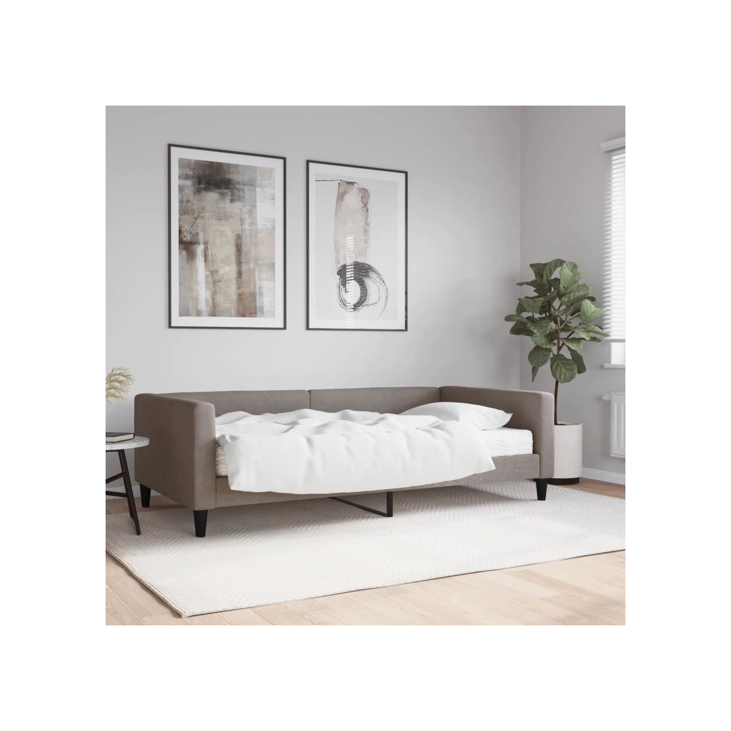 Lit de jour avec matelas taupe 100x200 cm tissu
