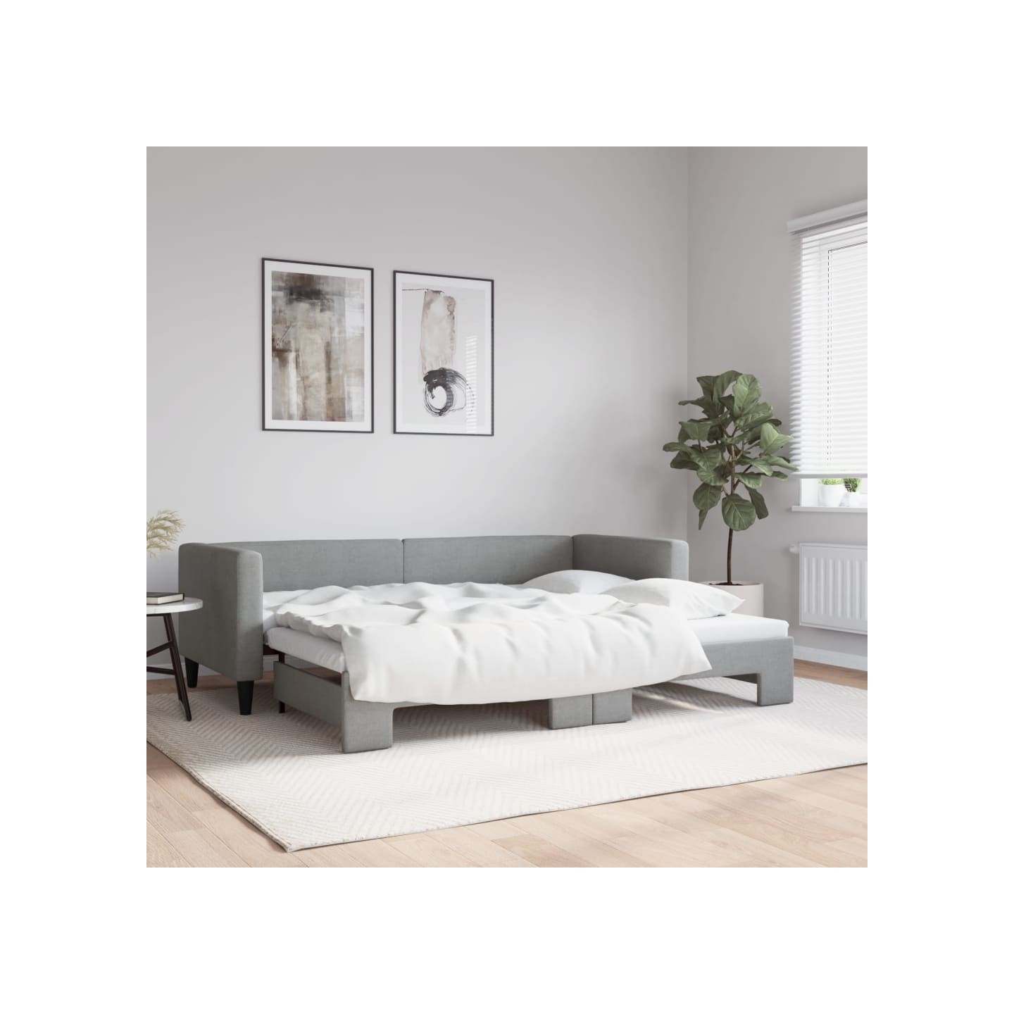 Lit de jour avec gigogne sans matelas gris clair 80x200 cm