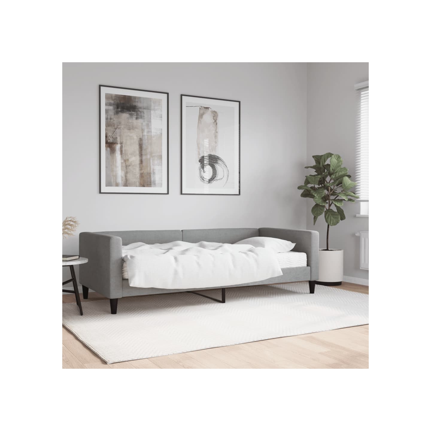 Lit de jour avec matelas gris clair 90x190 cm tissu