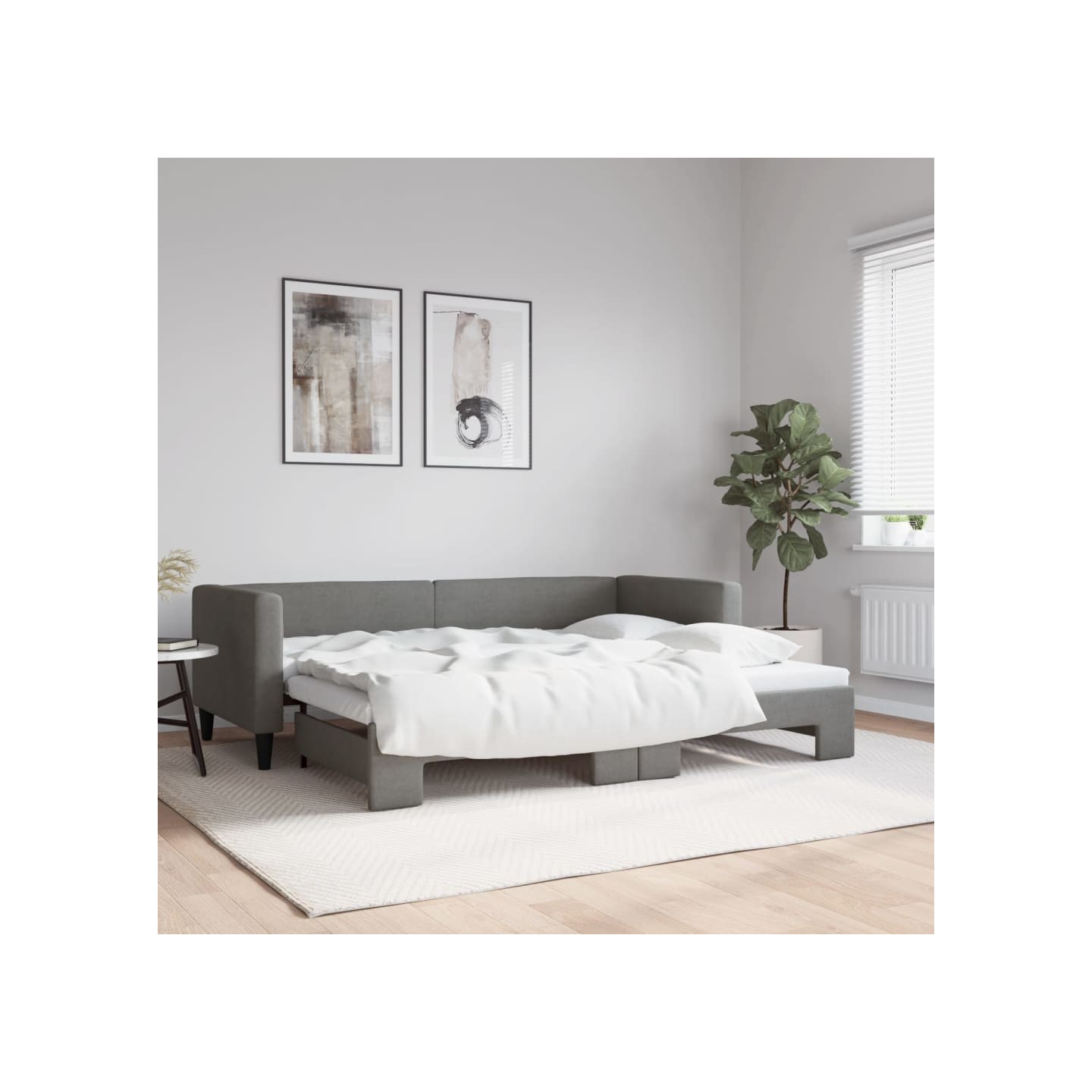 Lit de jour avec gigogne sans matelas gris foncé 80x200 cm