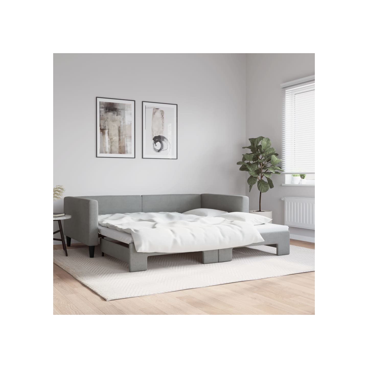 Lit de jour avec gigogne sans matelas gris clair 100x200 cm