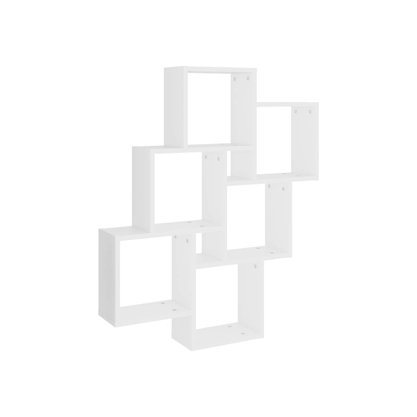 Étagère murale cube Blanc 78x15x93 cm Bois d’ingénierie