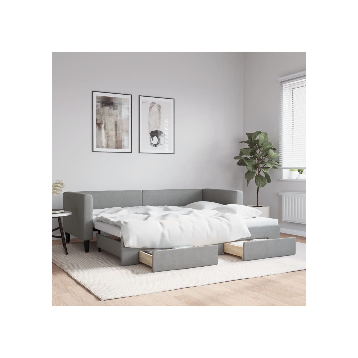 Lit de jour avec gigogne et tiroirs sans matelas 80x200 cm