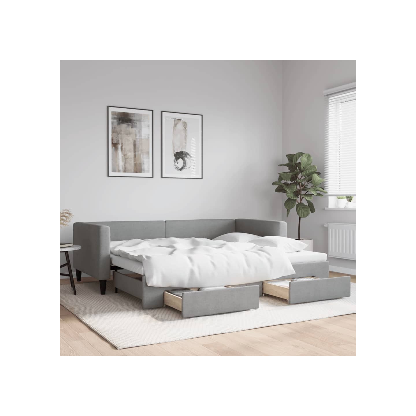 Lit de jour avec gigogne et tiroirs sans matelas 90x200 cm