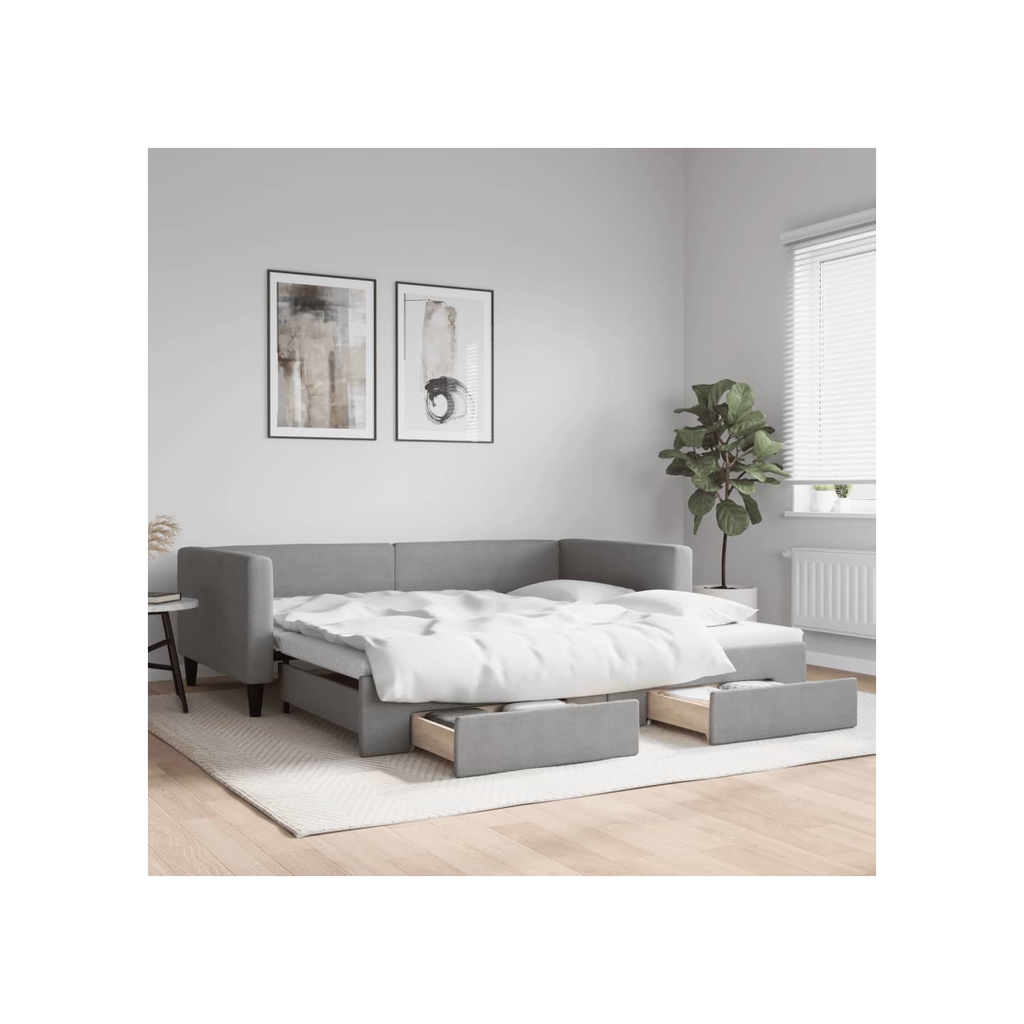 Lit de jour avec gigogne et tiroirs sans matelas 100x200 cm
