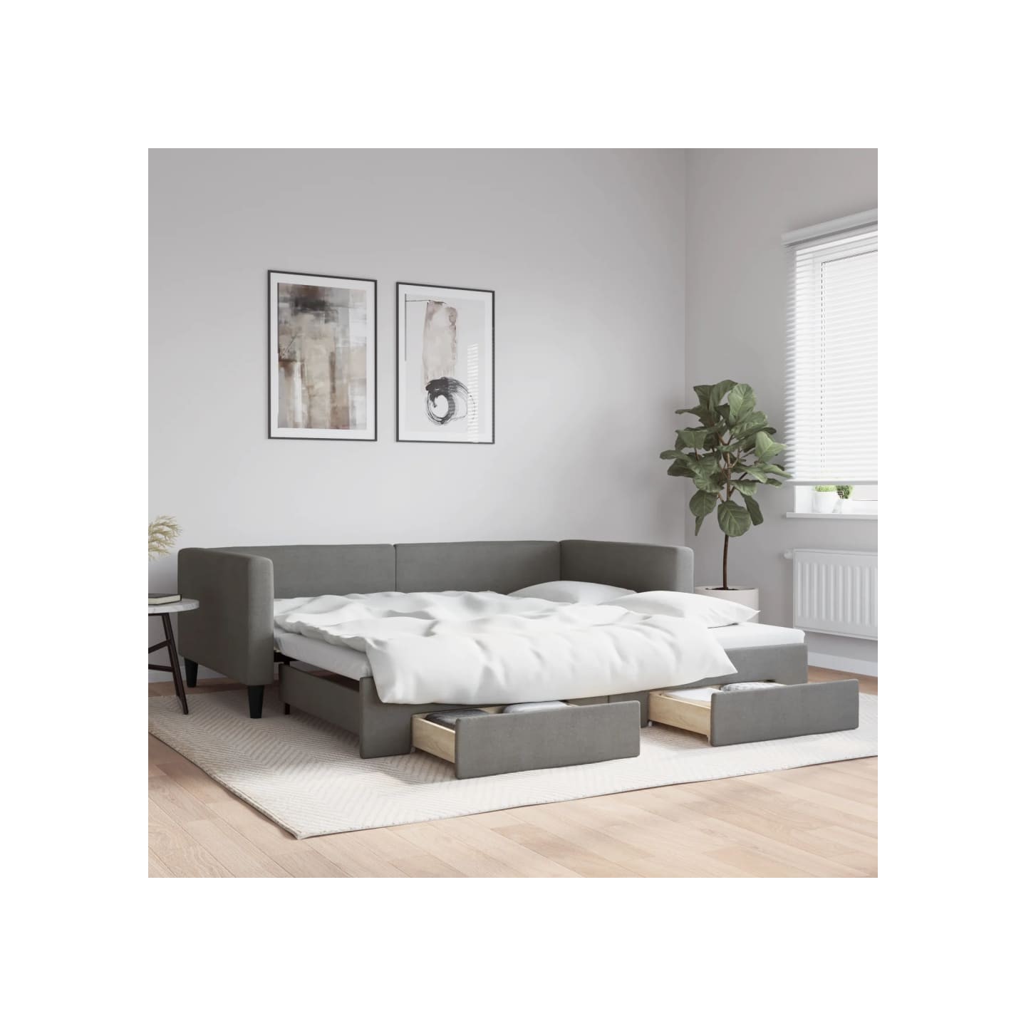 Lit de jour avec gigogne et tiroirs sans matelas 100x200 cm