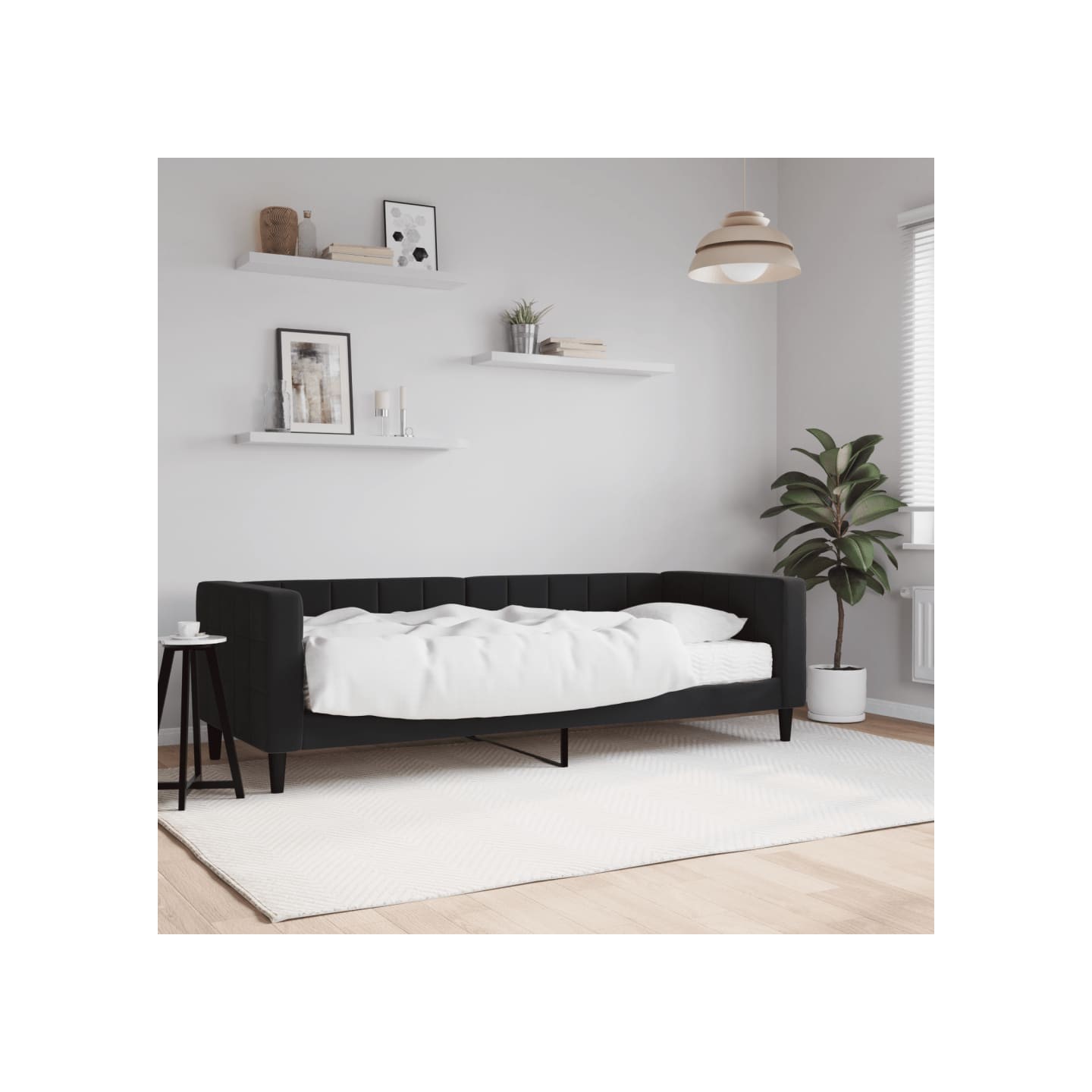 Lit de jour avec matelas noir 80x200 cm velours