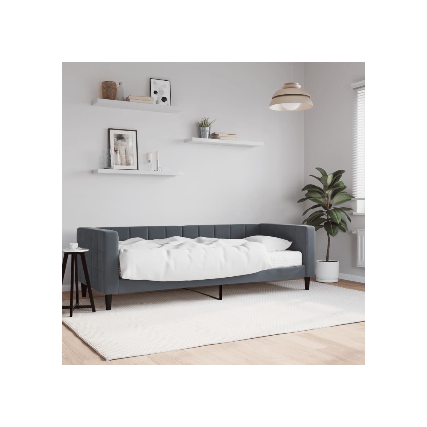 Lit de jour avec matelas gris foncé 80x200 cm velours