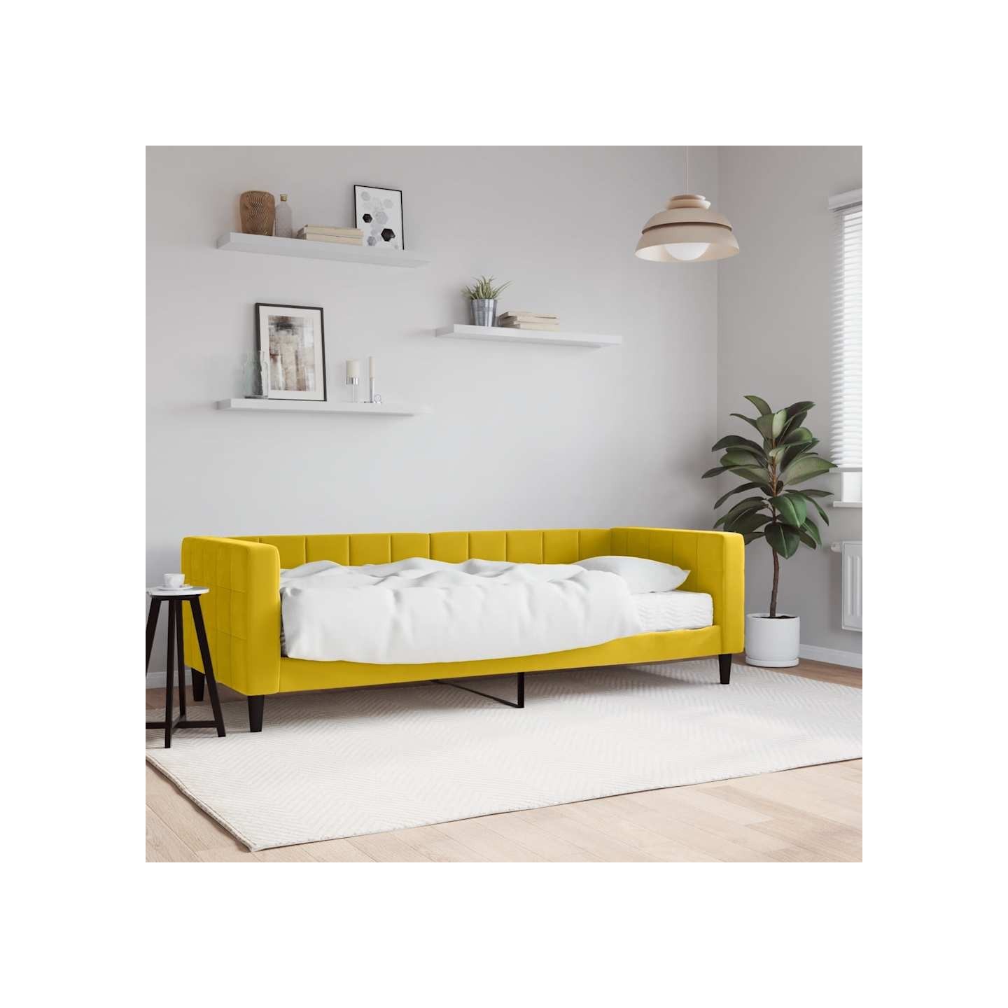 Lit de jour avec matelas jaune 80x200 cm velours