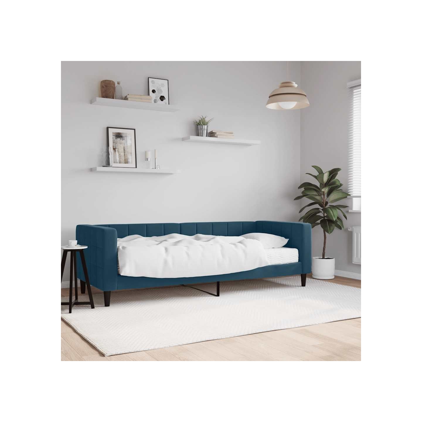 Lit de jour avec matelas bleu 80x200 cm velours