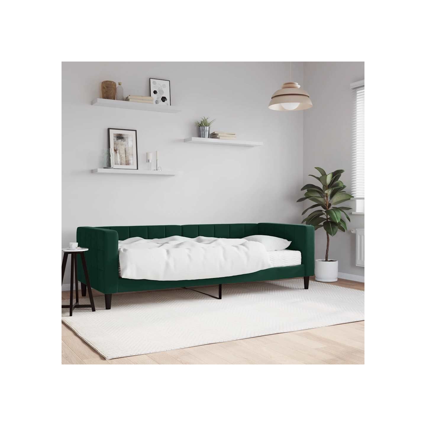 Lit de jour avec matelas vert foncé 80x200 cm velours