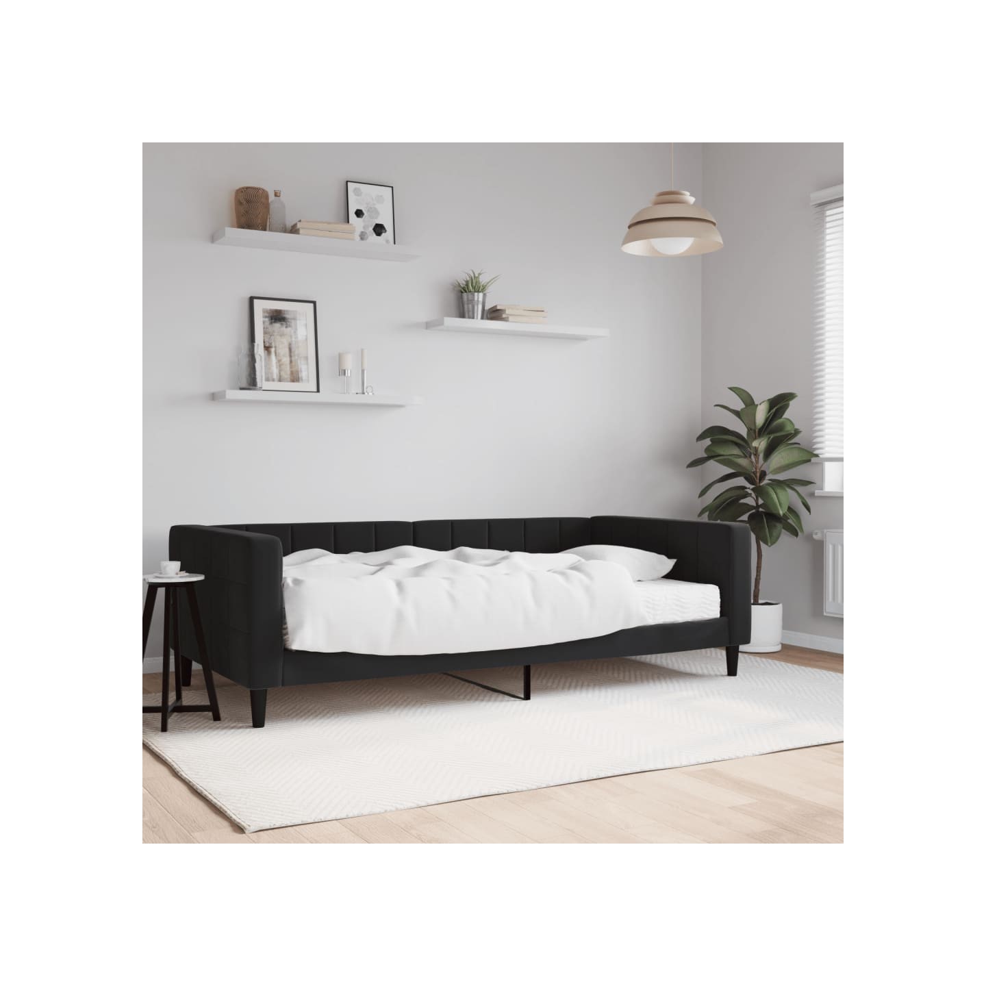 Lit de jour avec matelas noir 100x200 cm velours