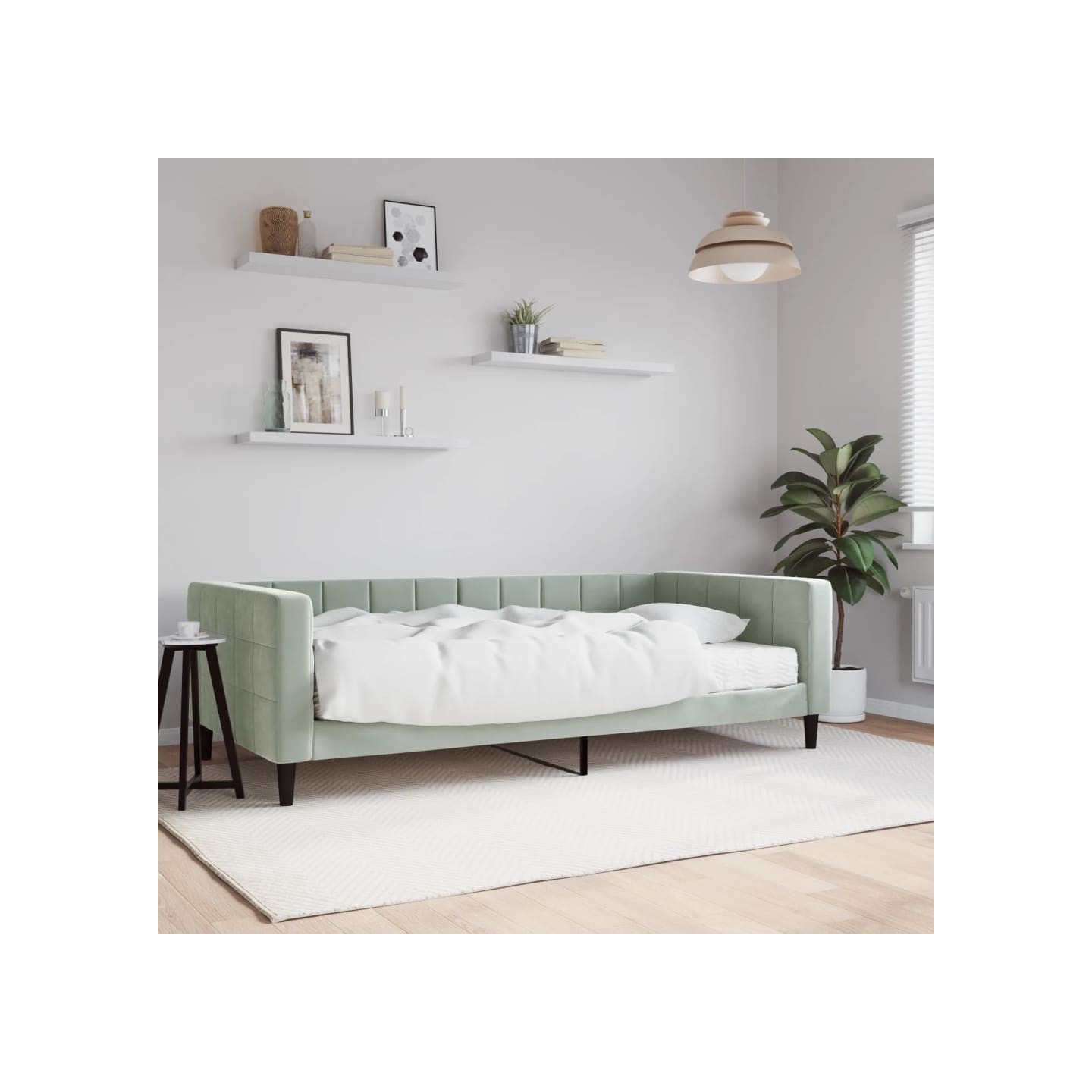 Lit de jour avec matelas gris clair 100x200 cm velours