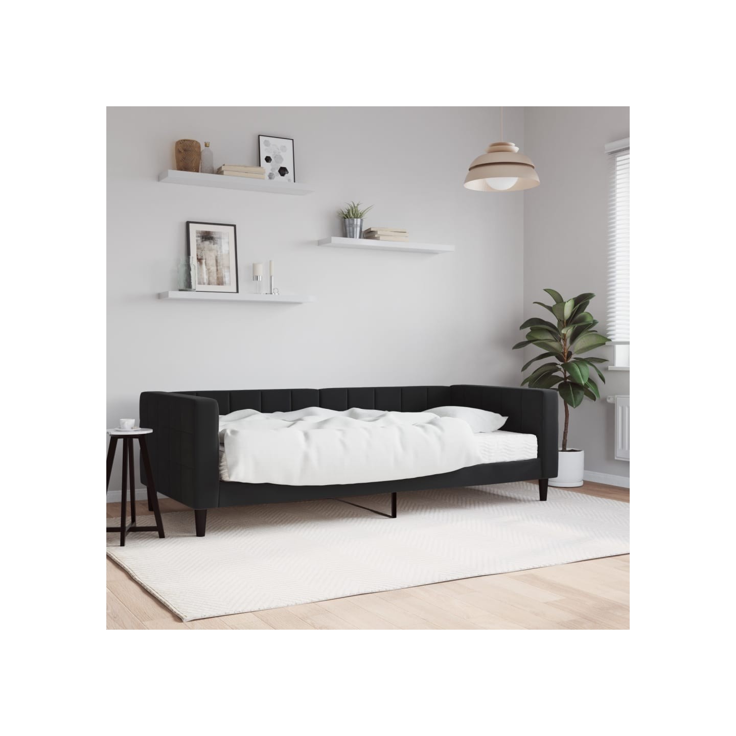 Lit de jour avec matelas noir 90x200 cm velours