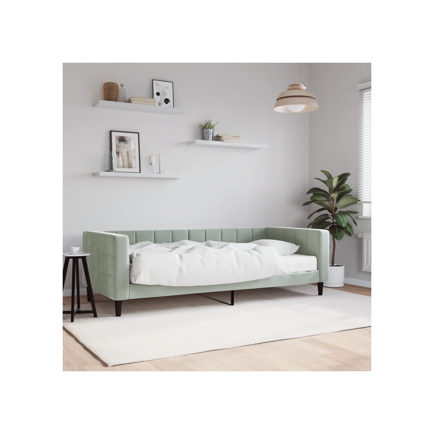 Lit de jour avec matelas gris clair 90x190 cm velours