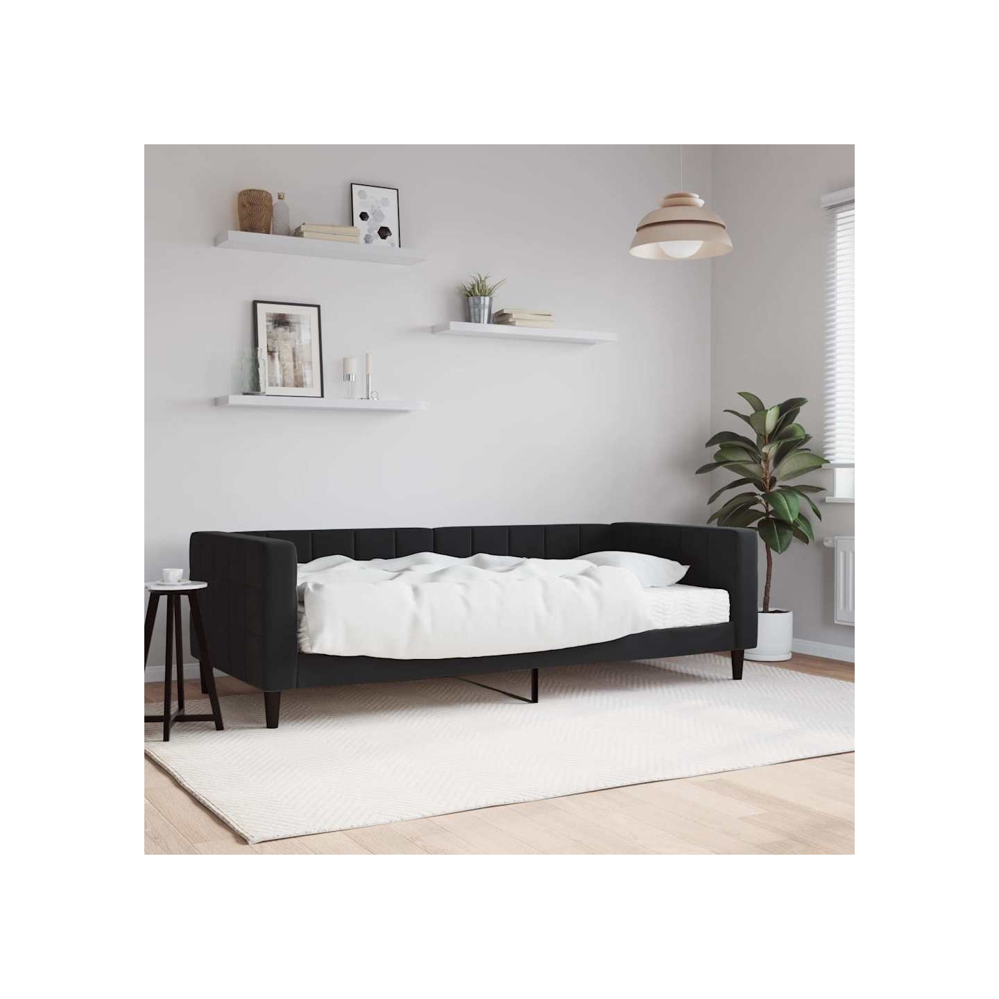 Lit de jour avec matelas noir 90x190 cm velours