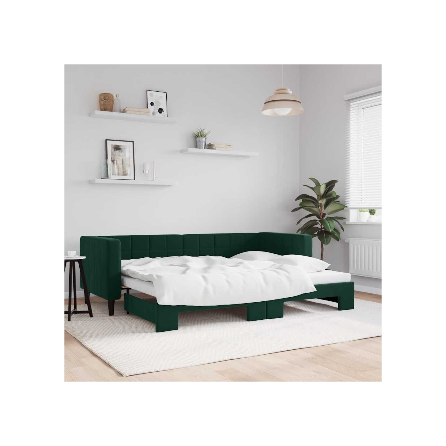 Lit de jour avec gigogne sans matelas vert foncé 80x200 cm
