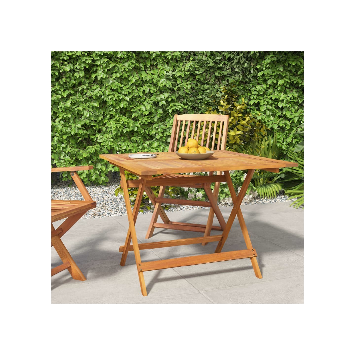 Table pliable de jardin 90x90x75 cm bois d'acacia solide