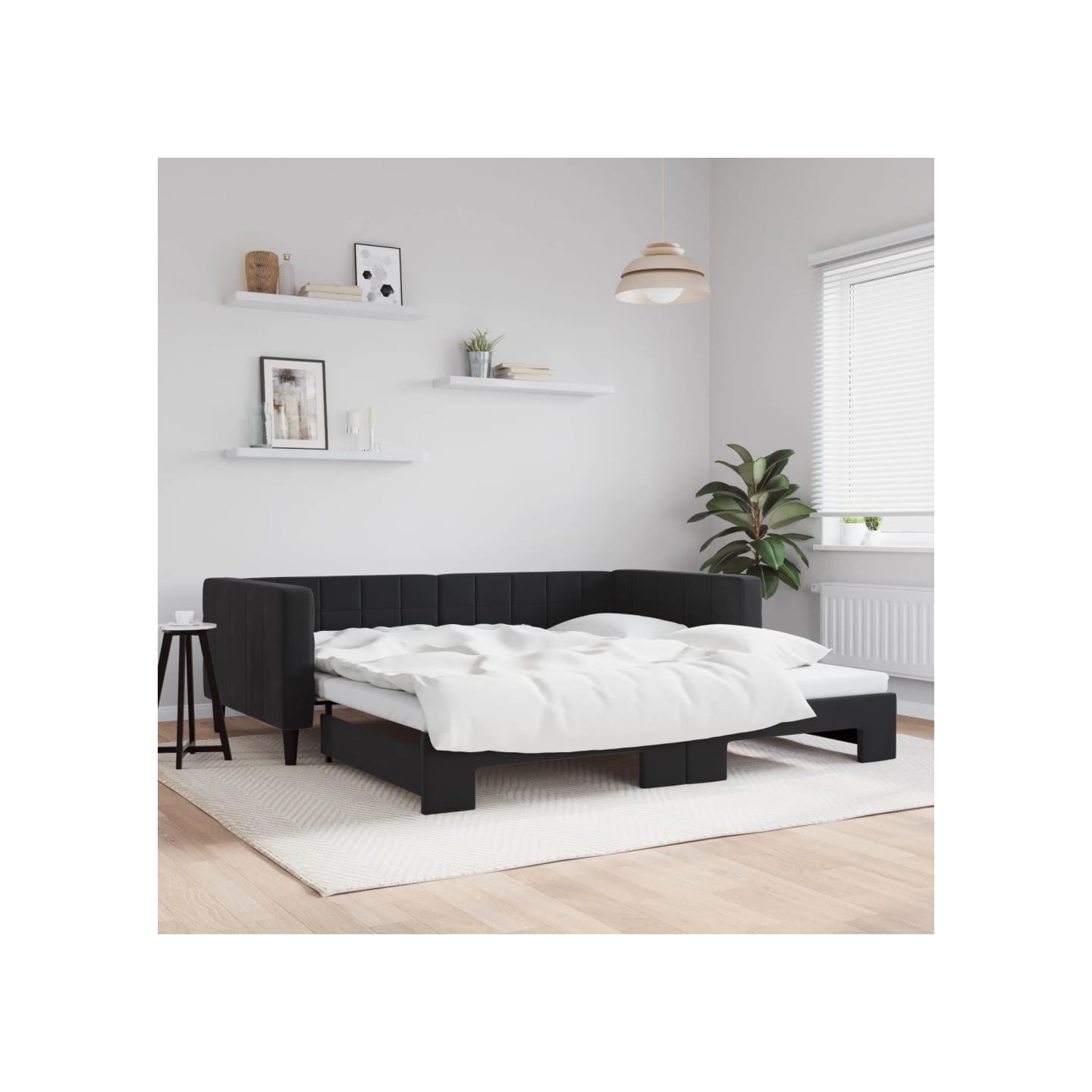 Lit de jour avec gigogne sans matelas noir 100x200 cm