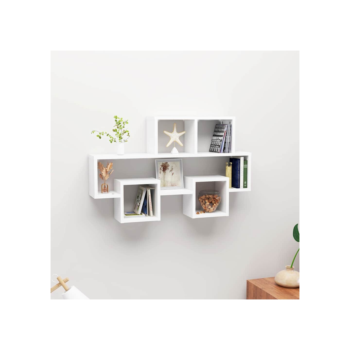Étagère murale forme d'auto Blanc 82x15x51 cm Bois d’ingénierie