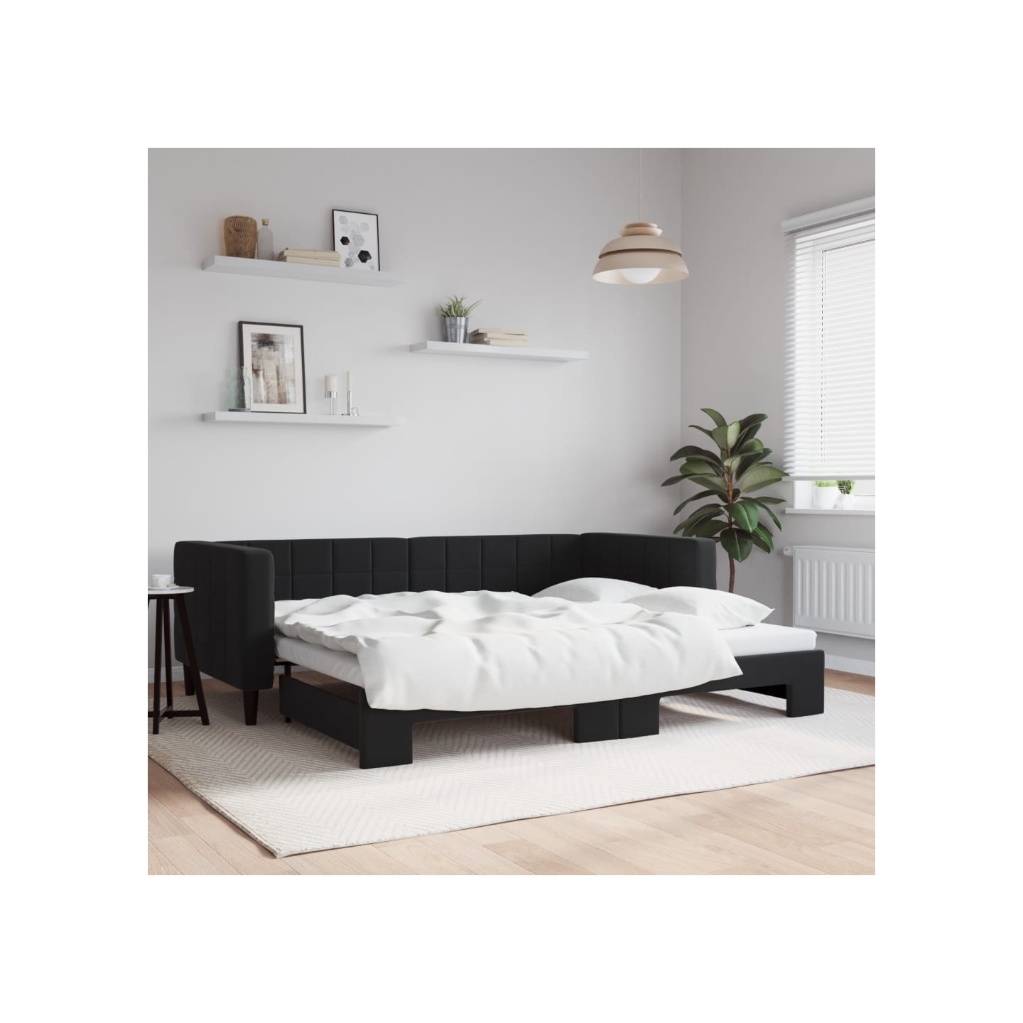 Lit de jour avec gigogne sans matelas noir 90x200 cm