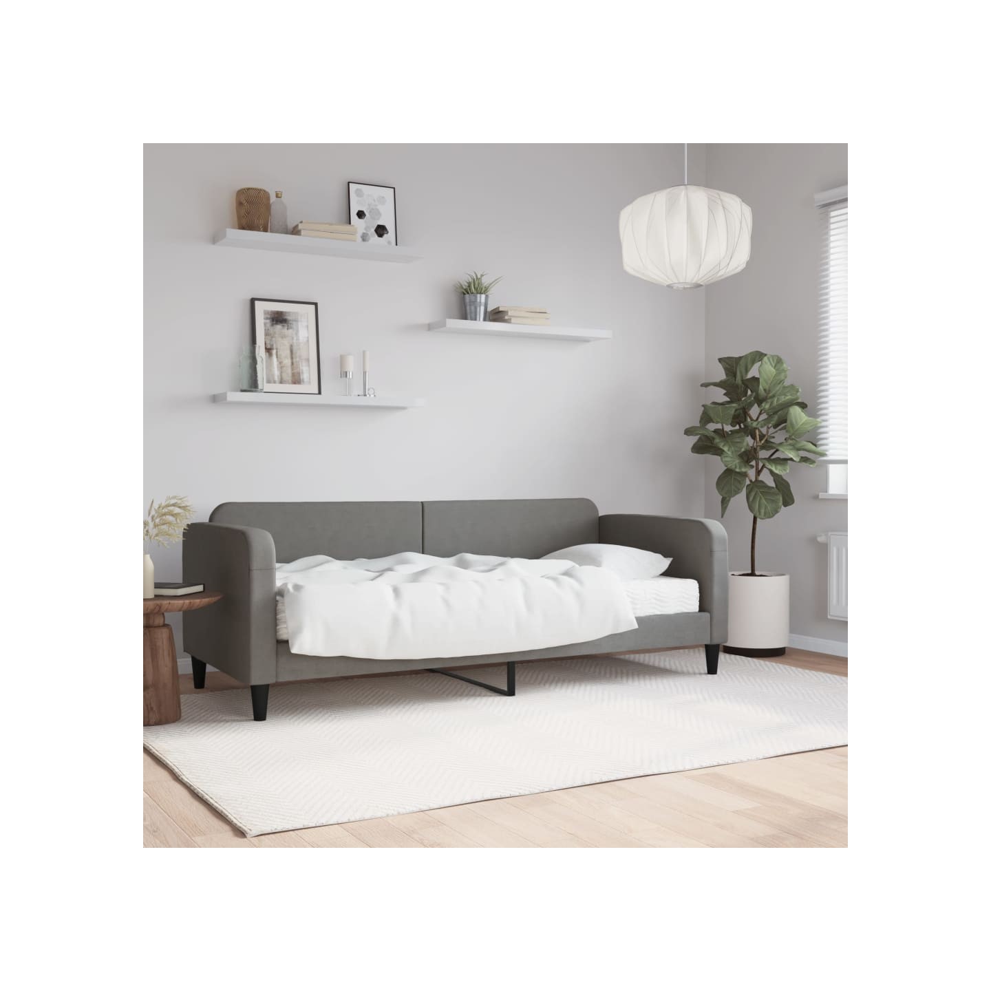 Lit de jour avec matelas gris foncé 80x200 cm tissu