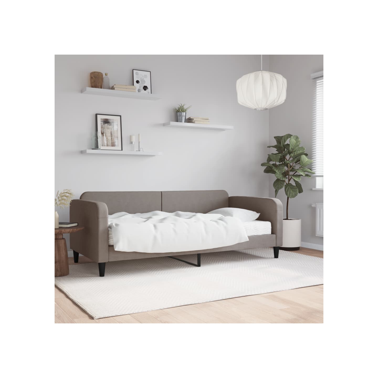 Lit de jour avec matelas taupe 90x200 cm tissu