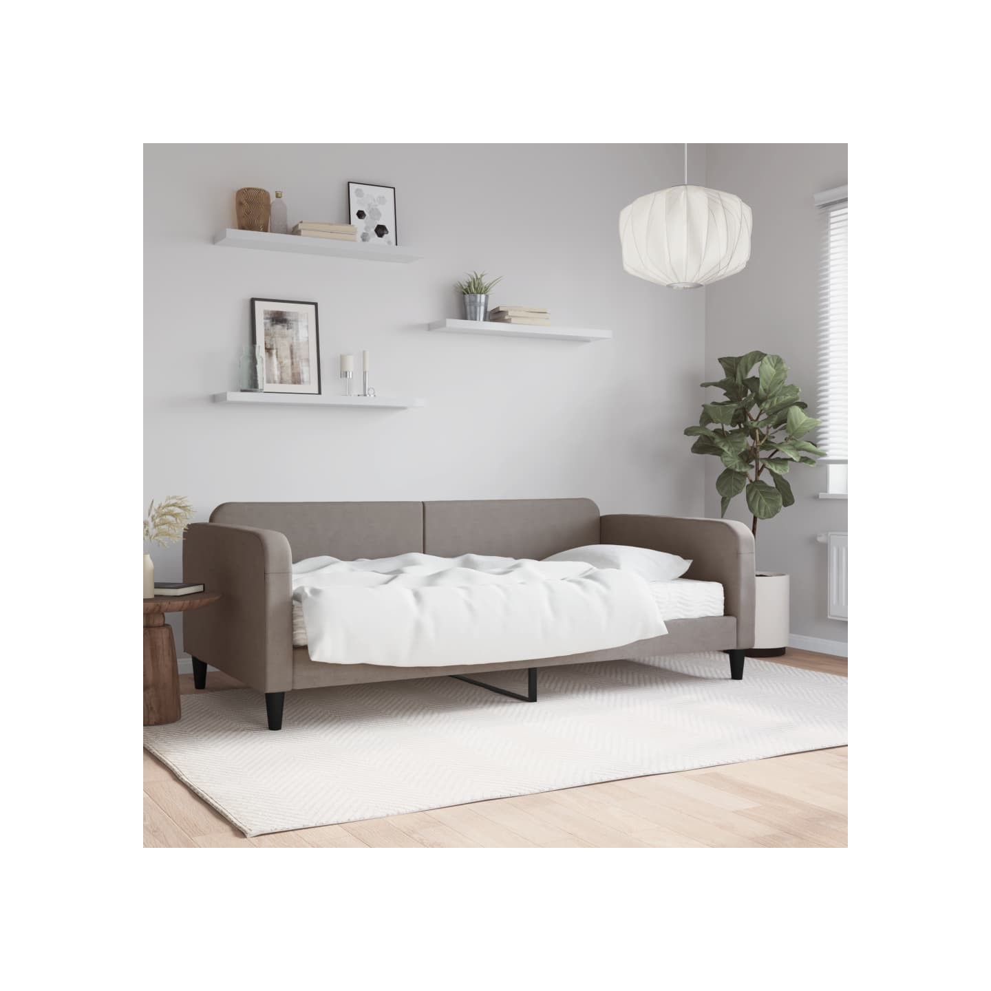 Lit de jour avec matelas taupe 100x200 cm tissu