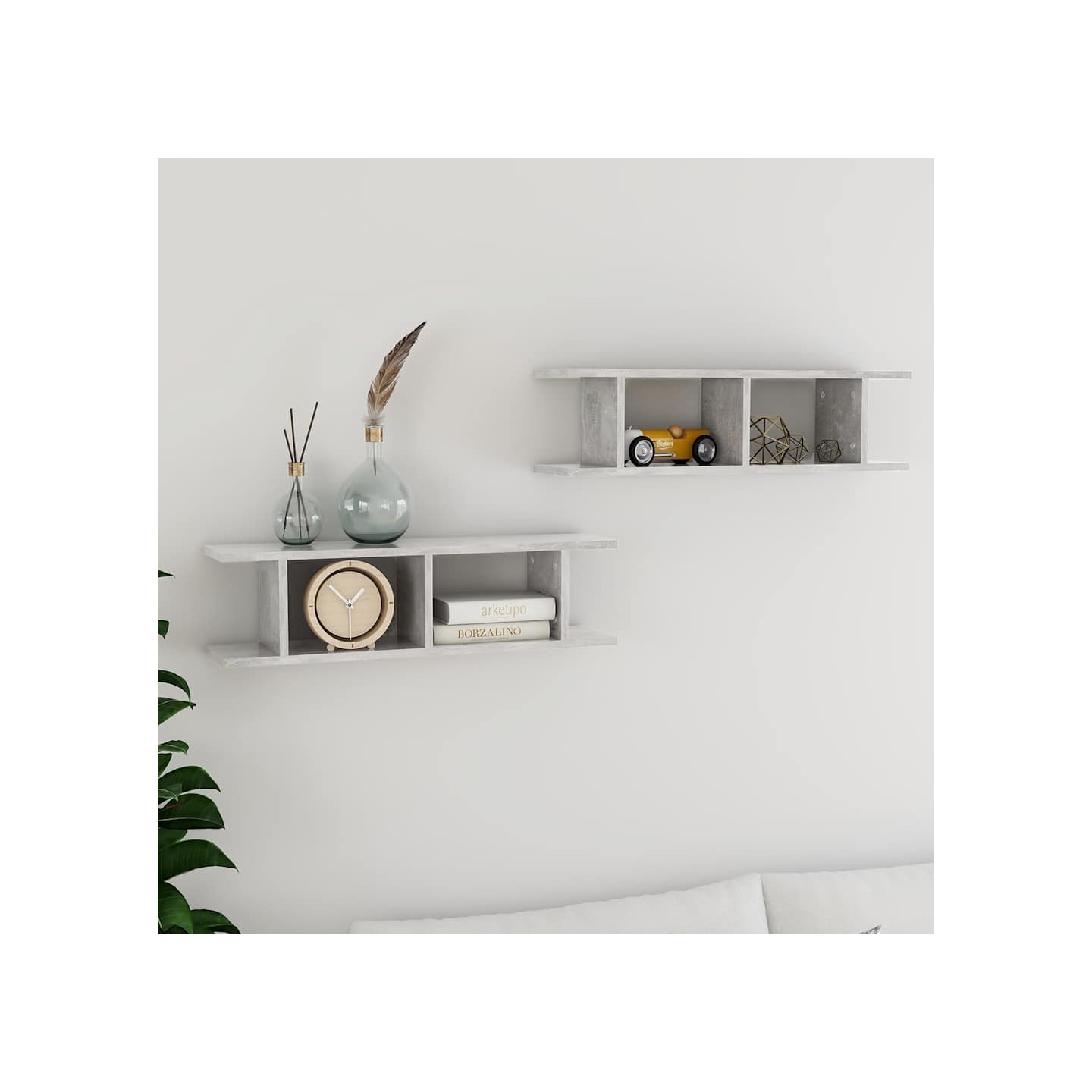 Étagères murales 2 pcs Gris béton 75x18x20 cm bois d'ingénierie
