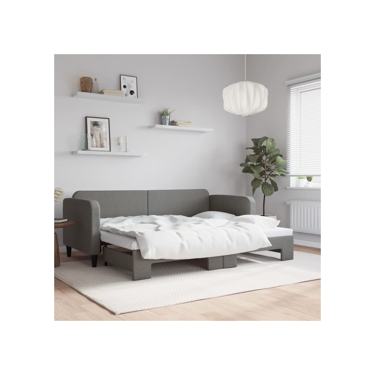 Lit de jour avec gigogne sans matelas gris foncé 80x200 cm