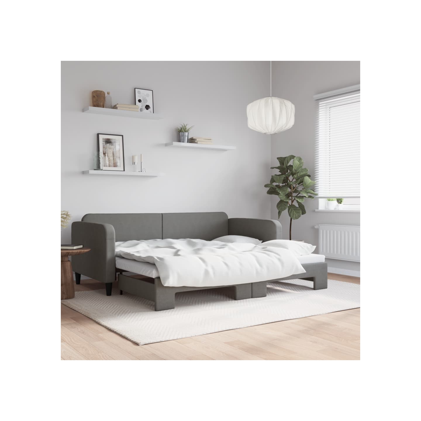 Lit de jour avec gigogne sans matelas gris foncé 90x200 cm