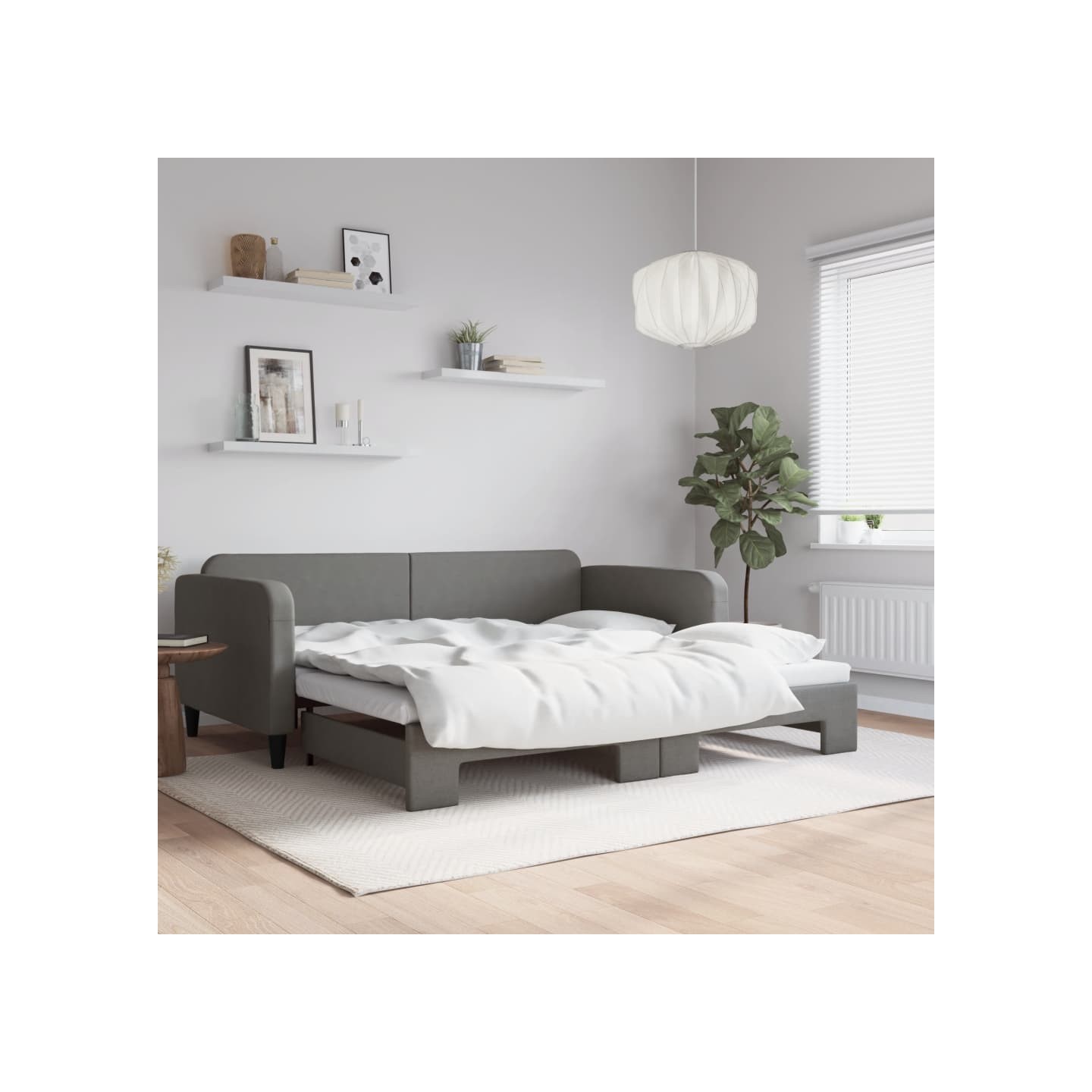 Lit de jour avec gigogne sans matelas gris foncé 90x190 cm