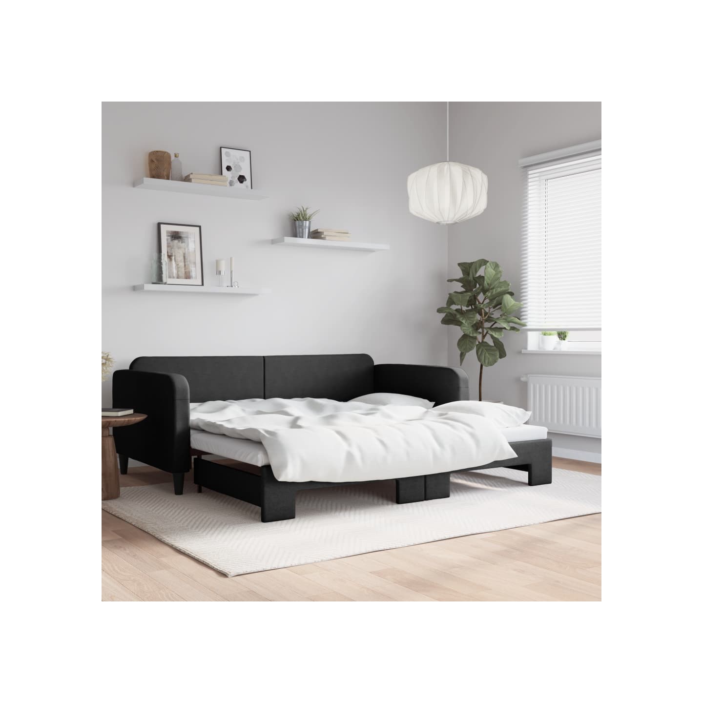 Lit de jour avec gigogne sans matelas noir 100x200 cm