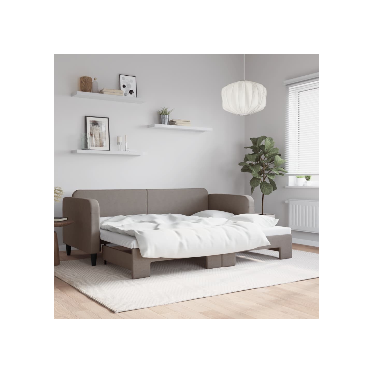 Lit de jour avec gigogne sans matelas taupe 80x200 cm