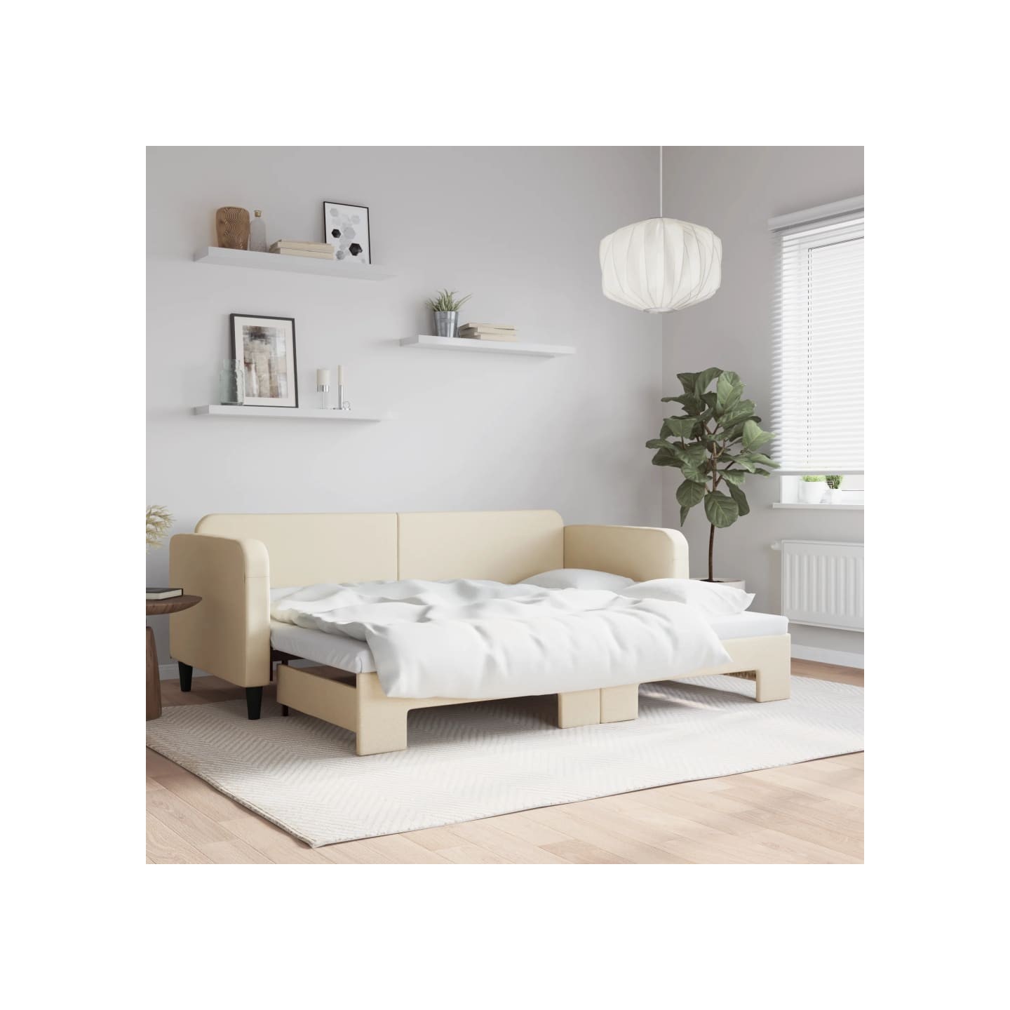 Lit de jour avec gigogne sans matelas crème 80x200 cm