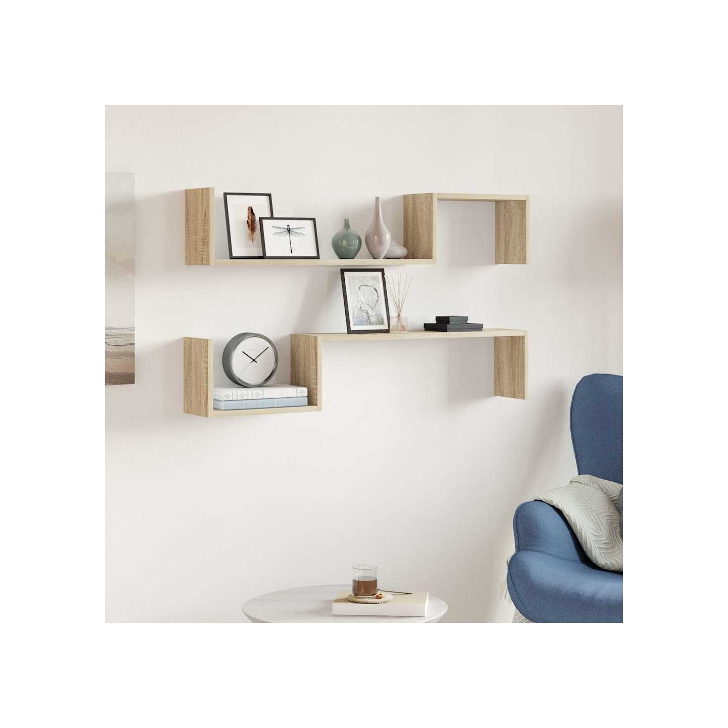 Étagères murales 2 pcs chêne sonoma 100x15x20cm bois ingénierie