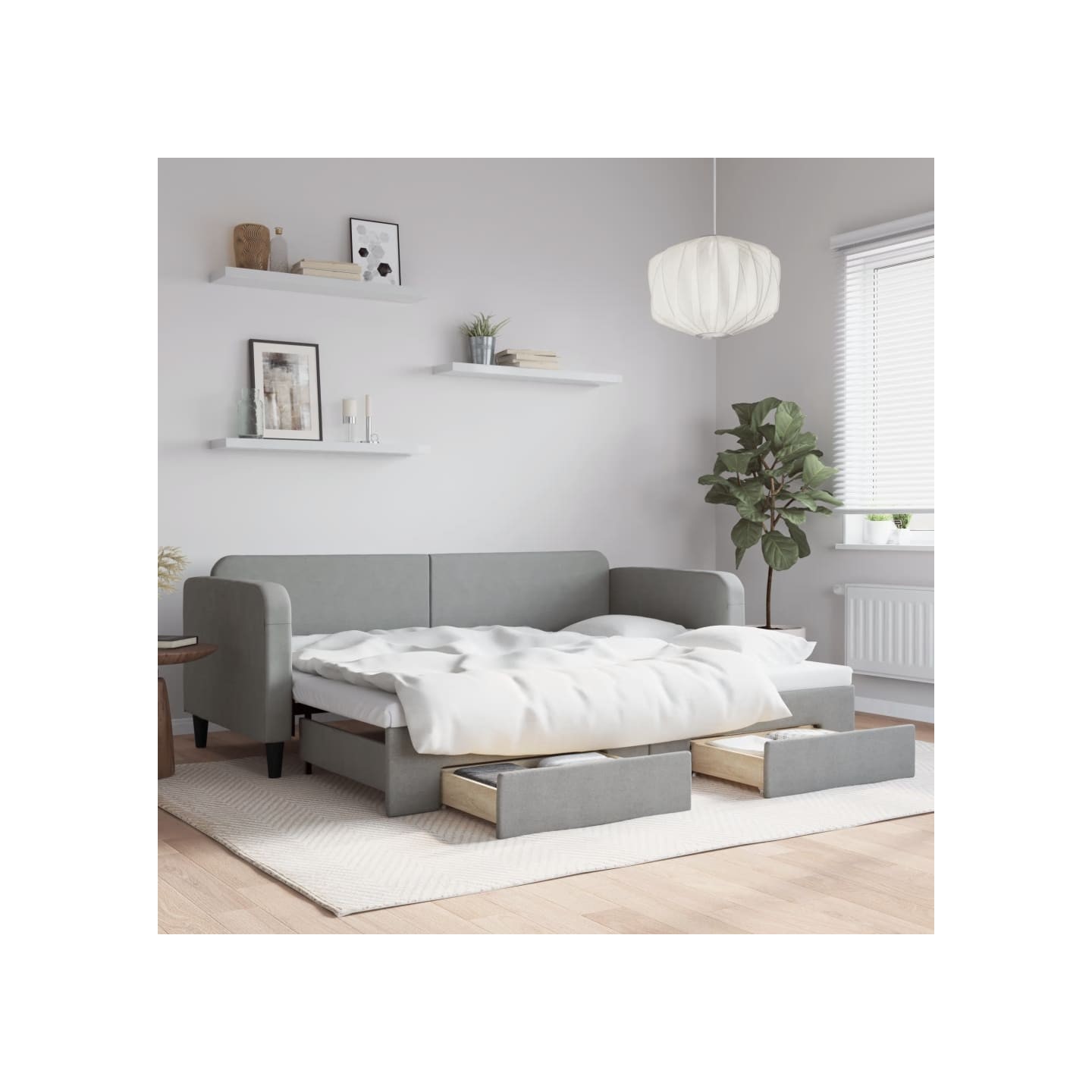 Lit de jour avec gigogne et tiroirs sans matelas 80x200 cm