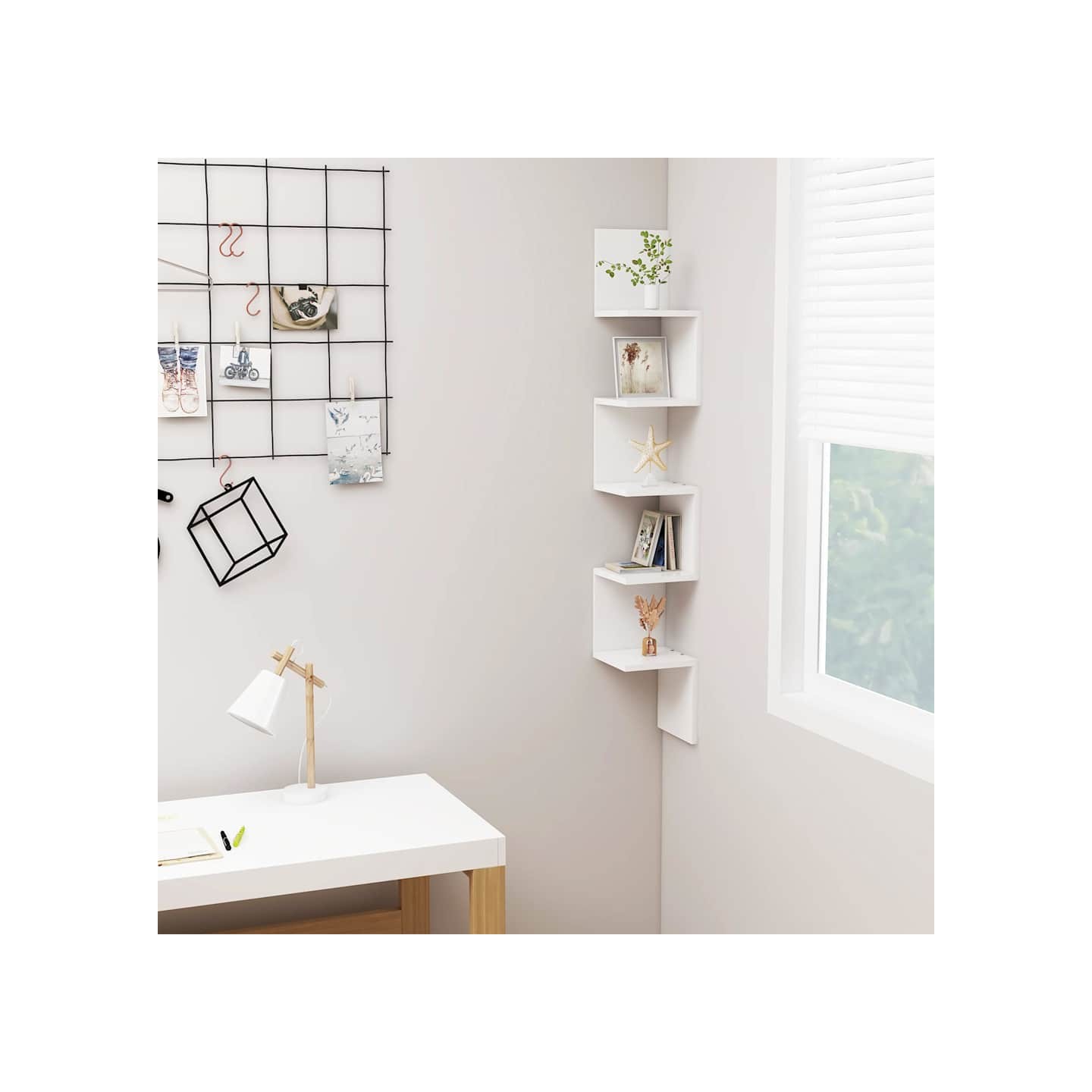 Étagère d'angle murale Blanc 20x20x127,5 cm bois d’ingénierie