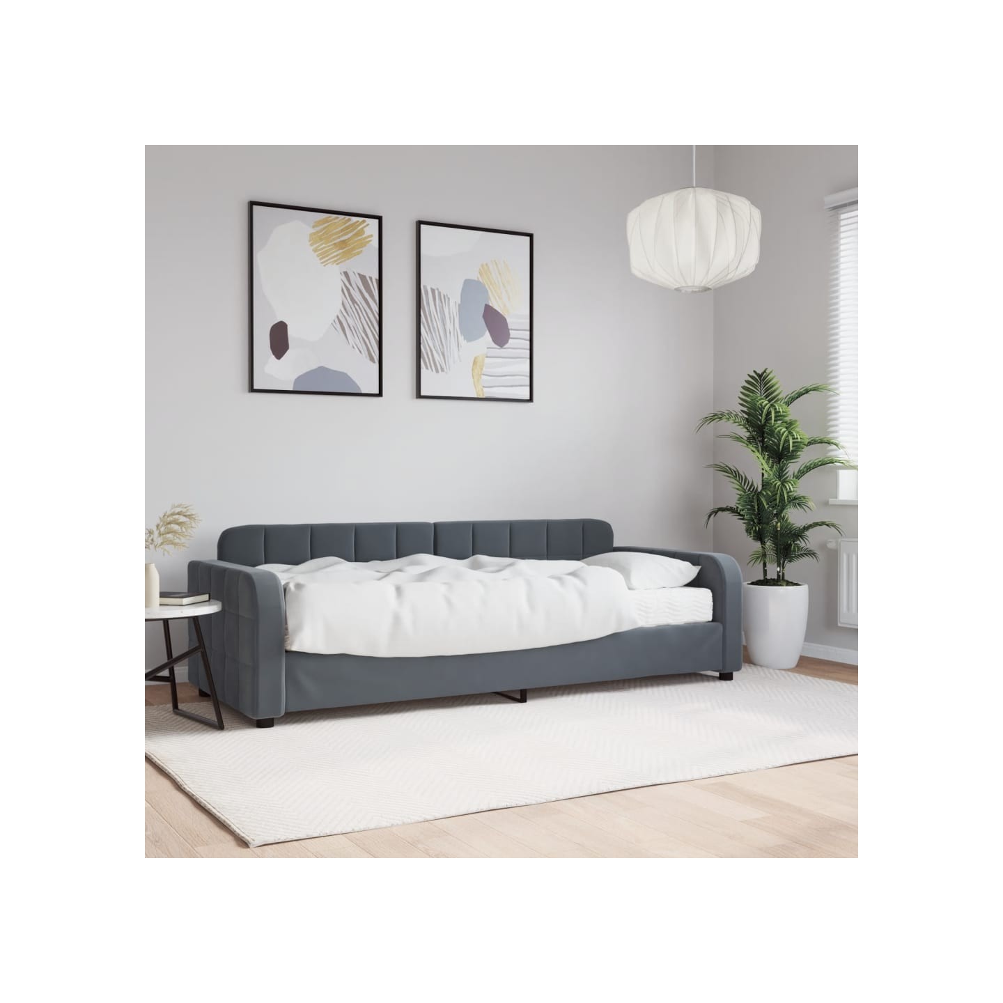 Lit de jour avec matelas gris foncé 80x200 cm velours