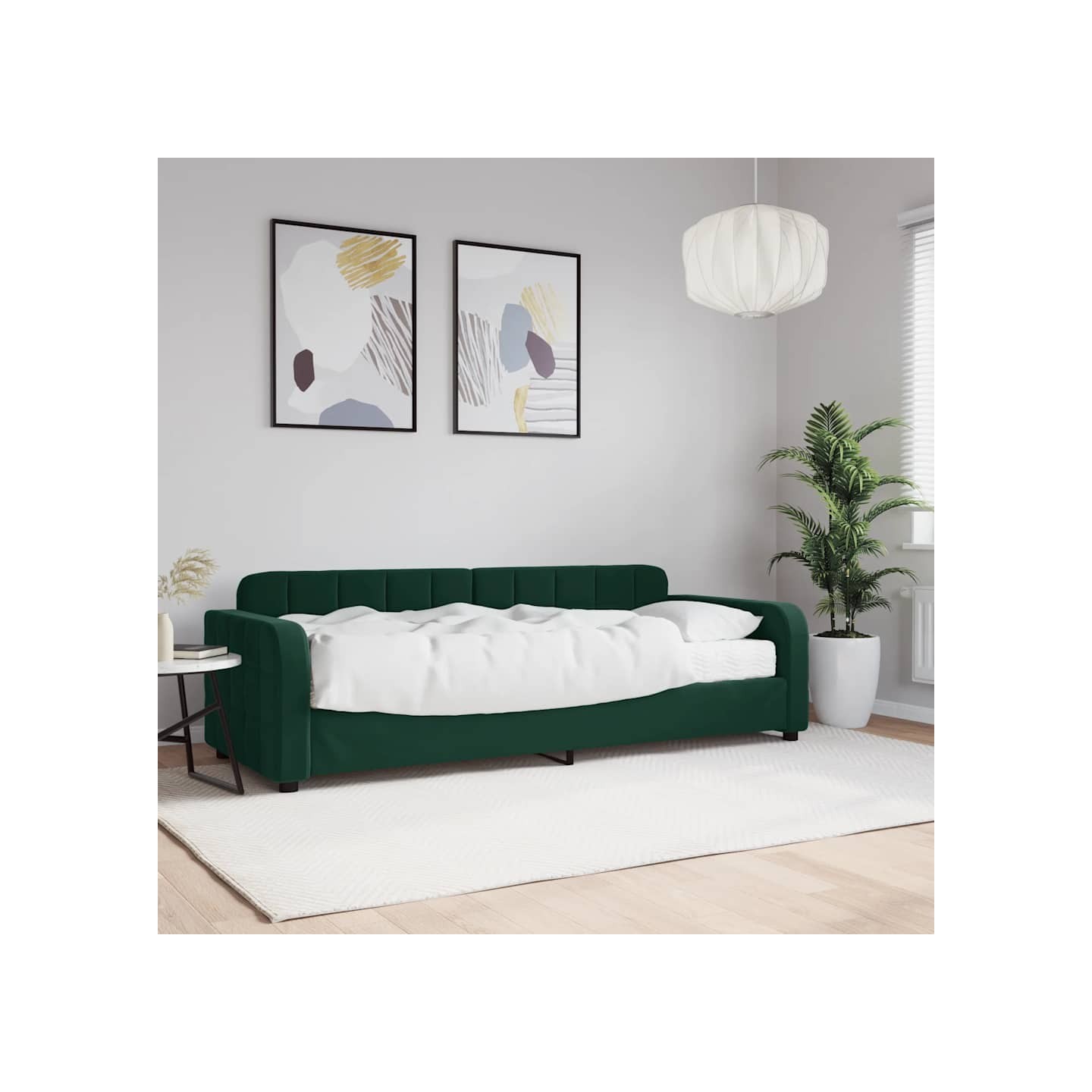 Lit de jour avec matelas vert foncé 80x200 cm velours