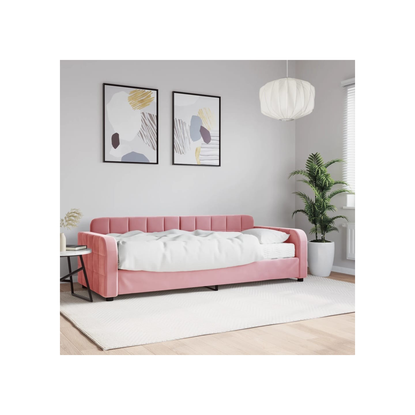 Lit de jour avec matelas rose 80x200 cm velours