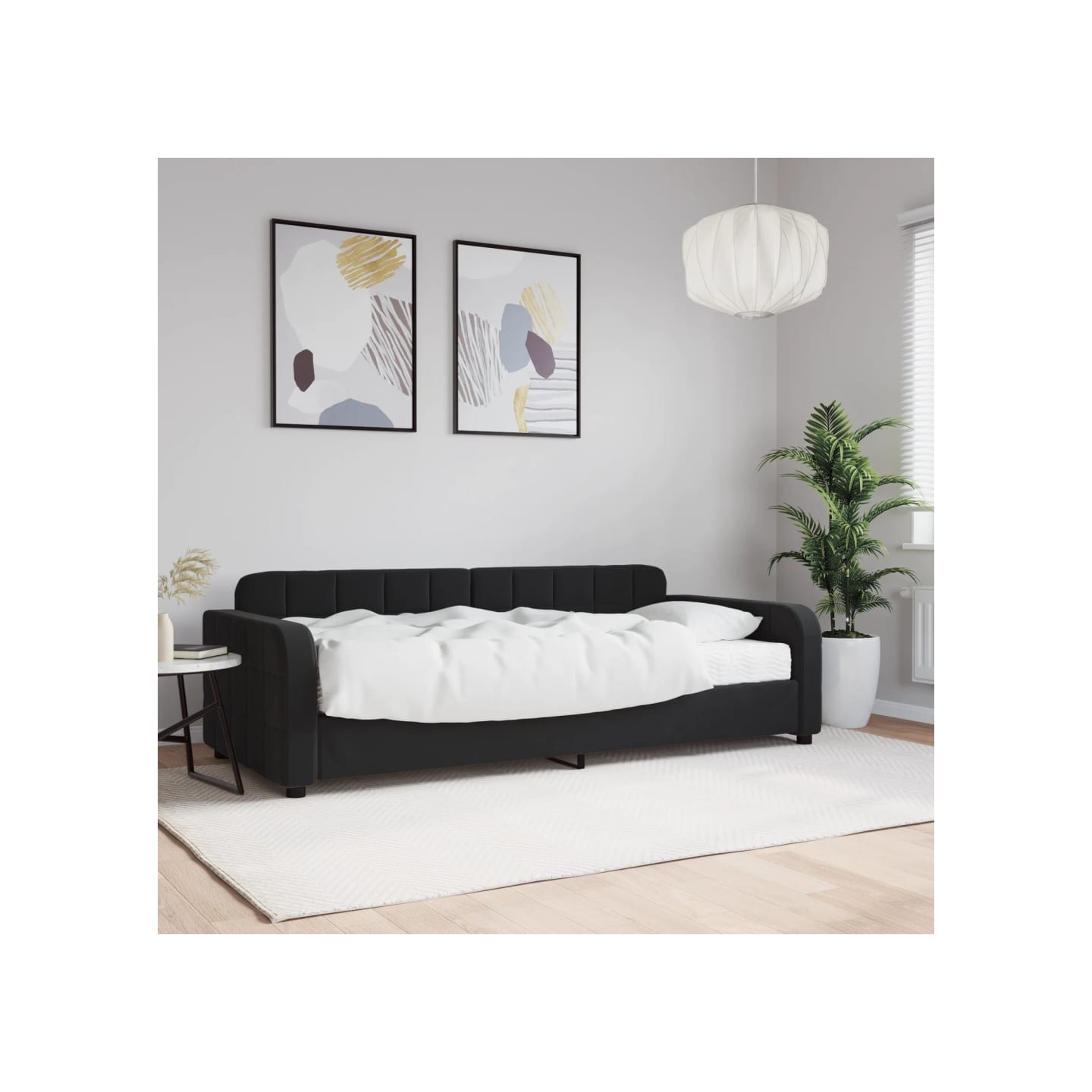 Lit de jour avec matelas noir 90x200 cm velours