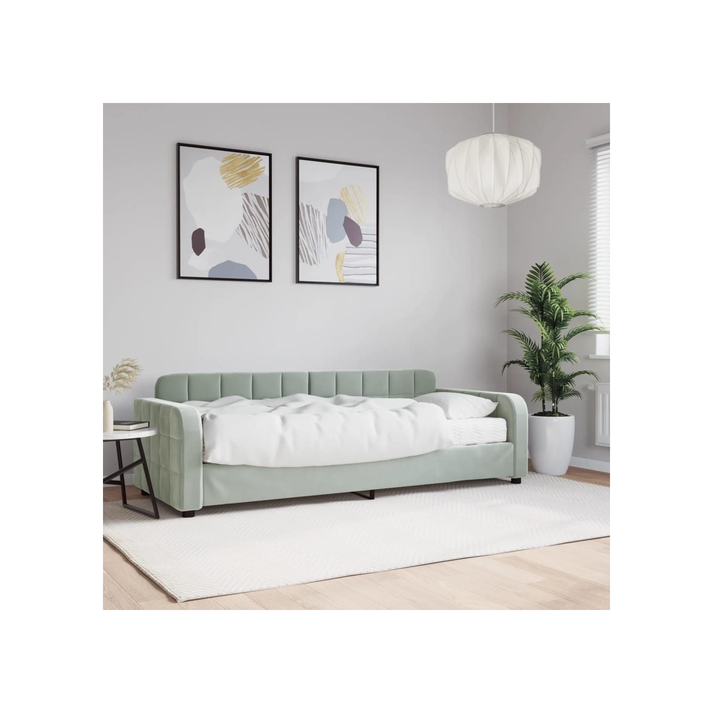 Lit de jour avec matelas gris clair 80x200 cm velours