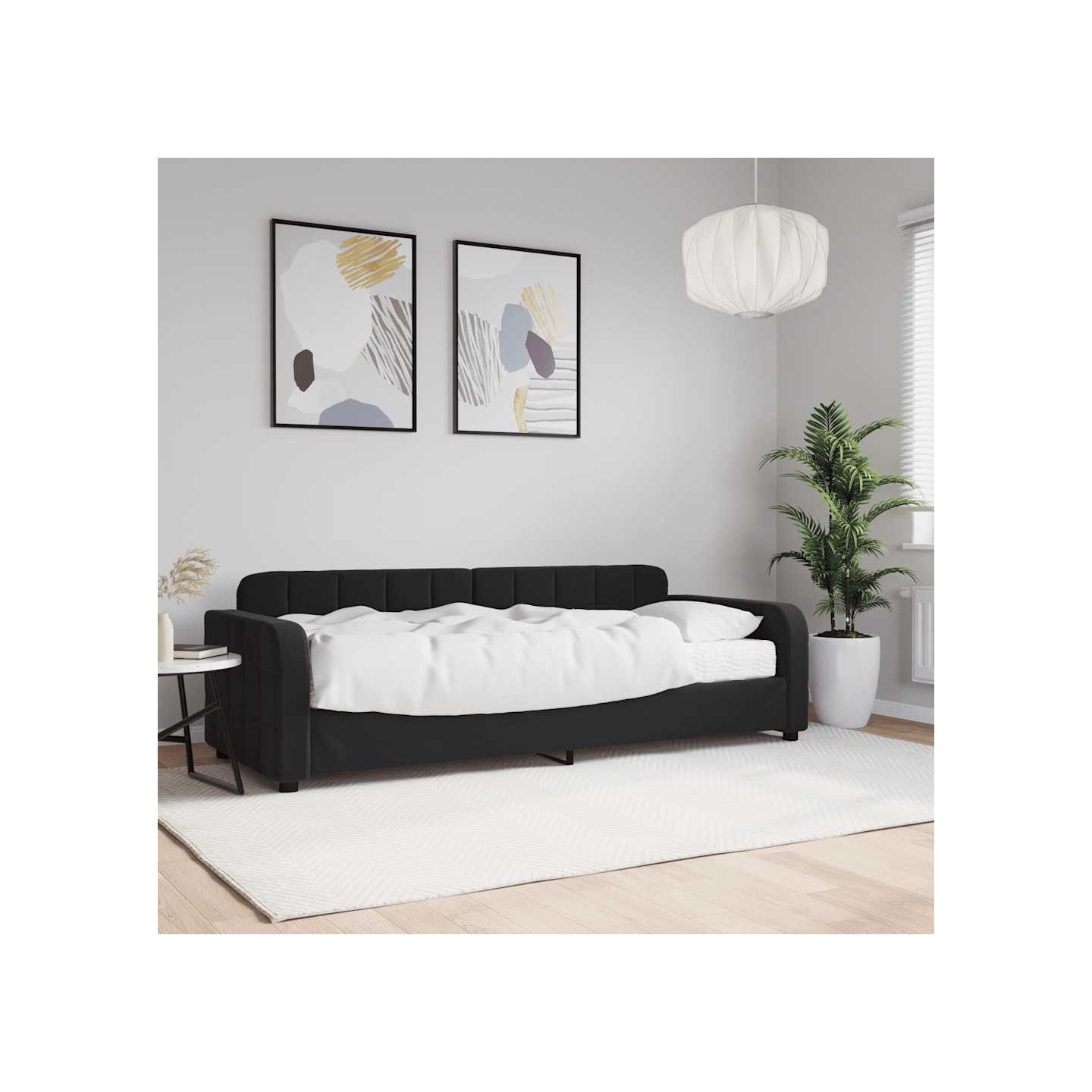 Lit de jour avec matelas noir 80x200 cm velours