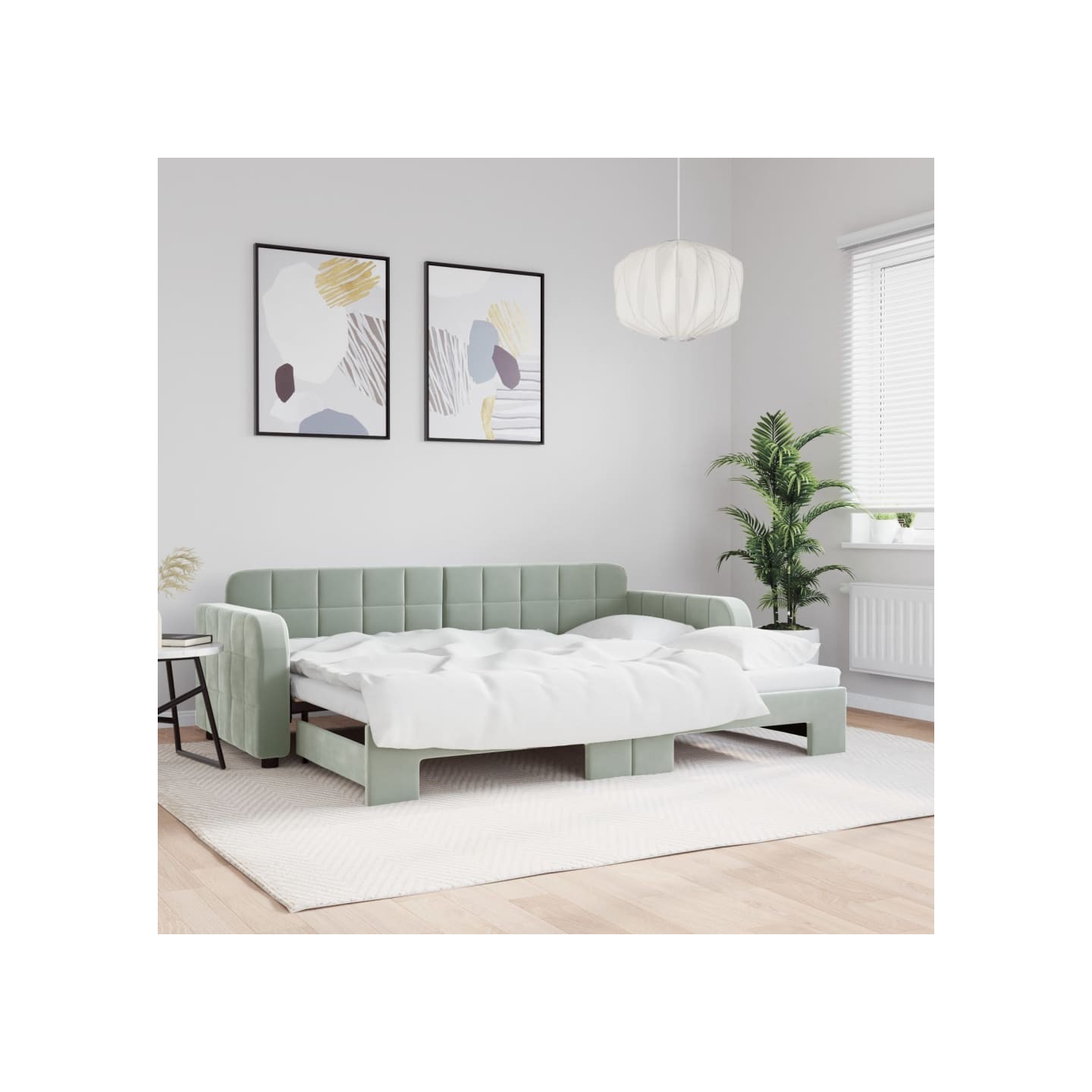 Lit de jour avec gigogne sans matelas gris clair 80x200 cm