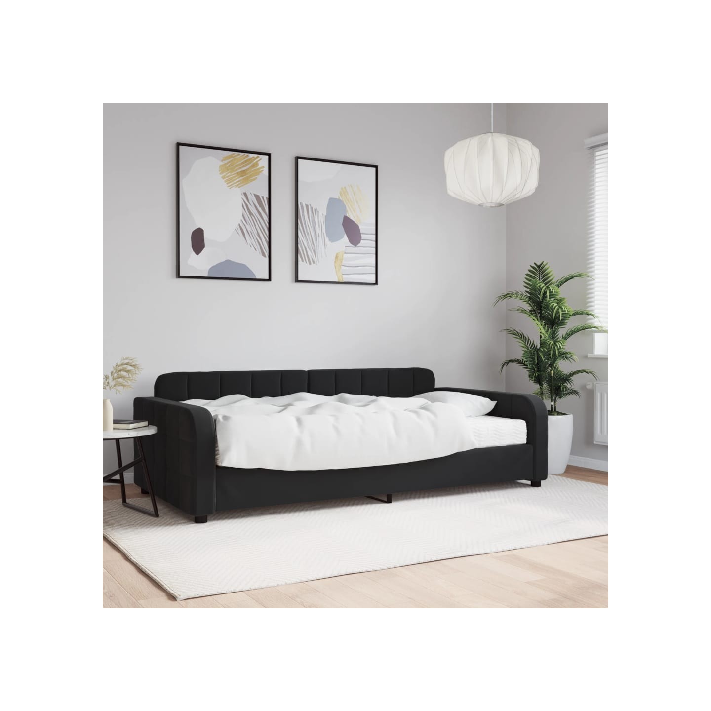 Lit de jour avec matelas noir 100x200 cm velours