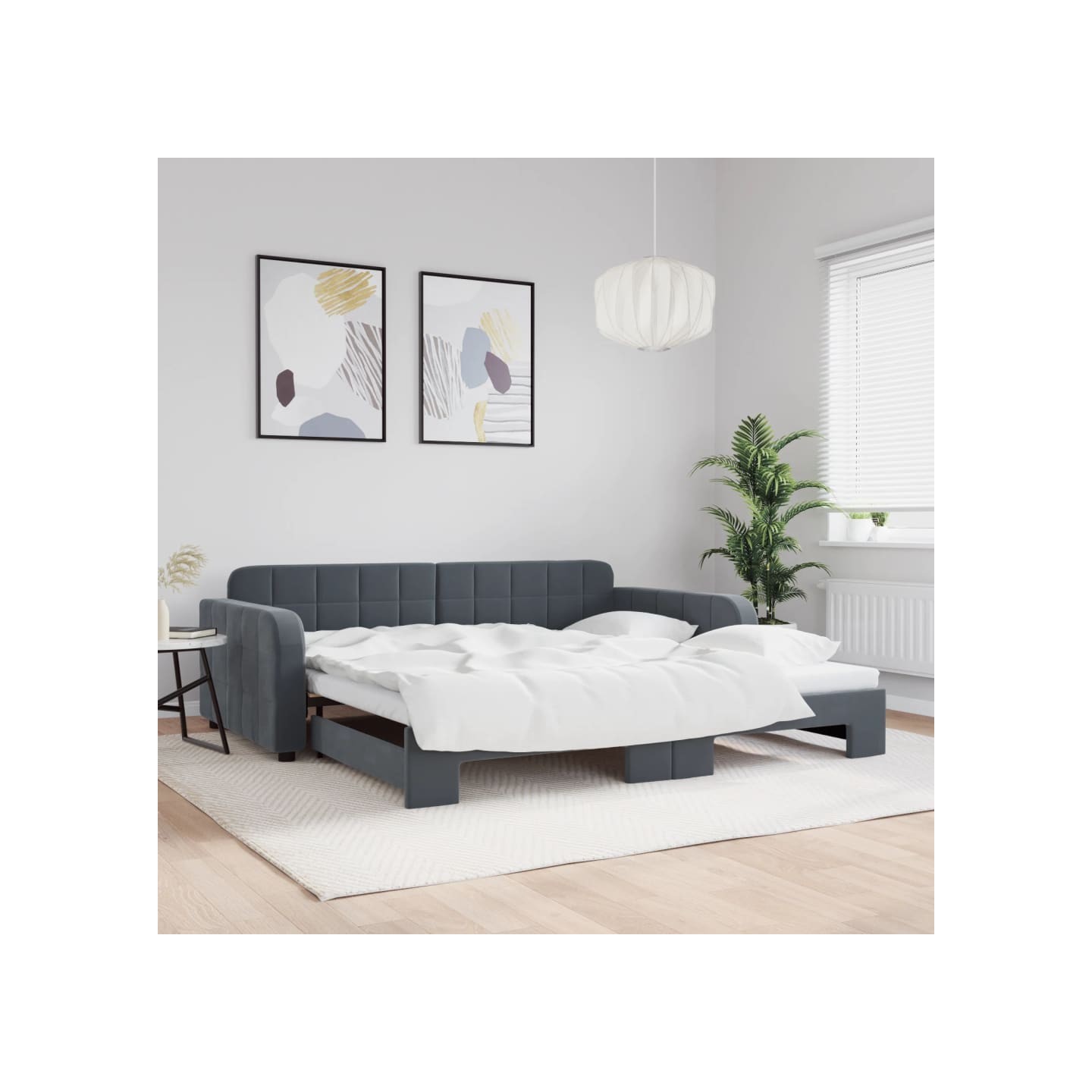 Lit de jour avec gigogne sans matelas gris foncé 100x200 cm
